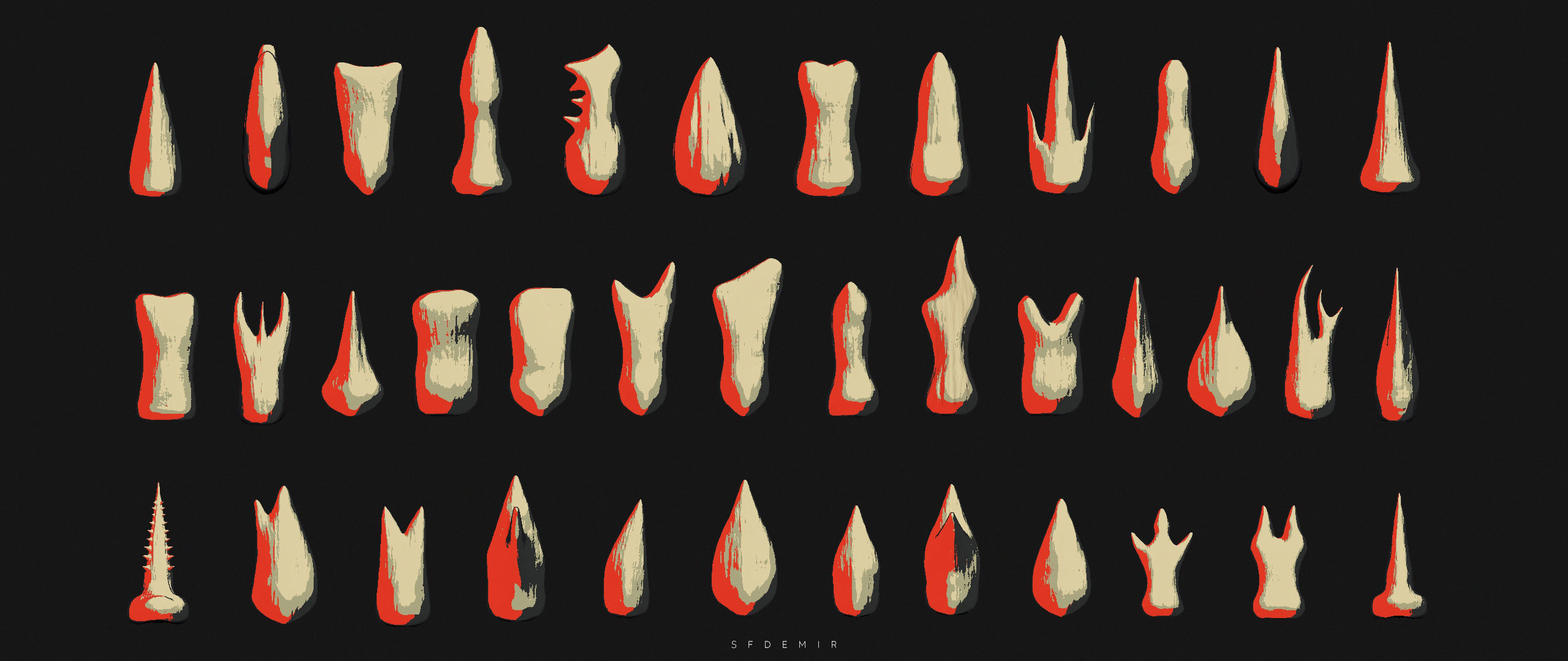 SFDEMIR Teeth IMM Brushes  Low-poly 3D model_6