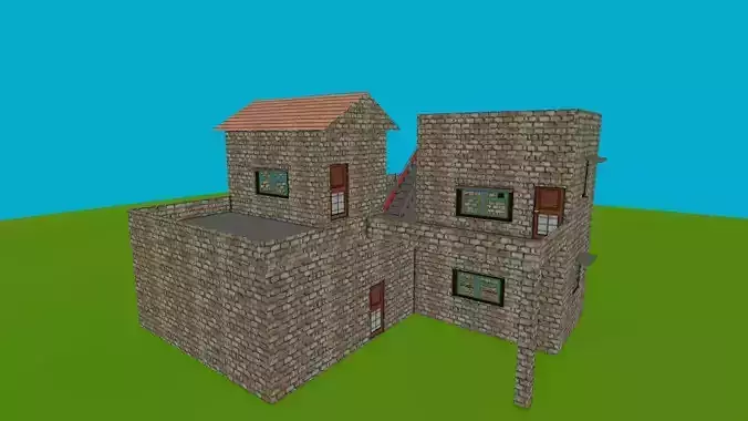 House low poly brick in minecraft