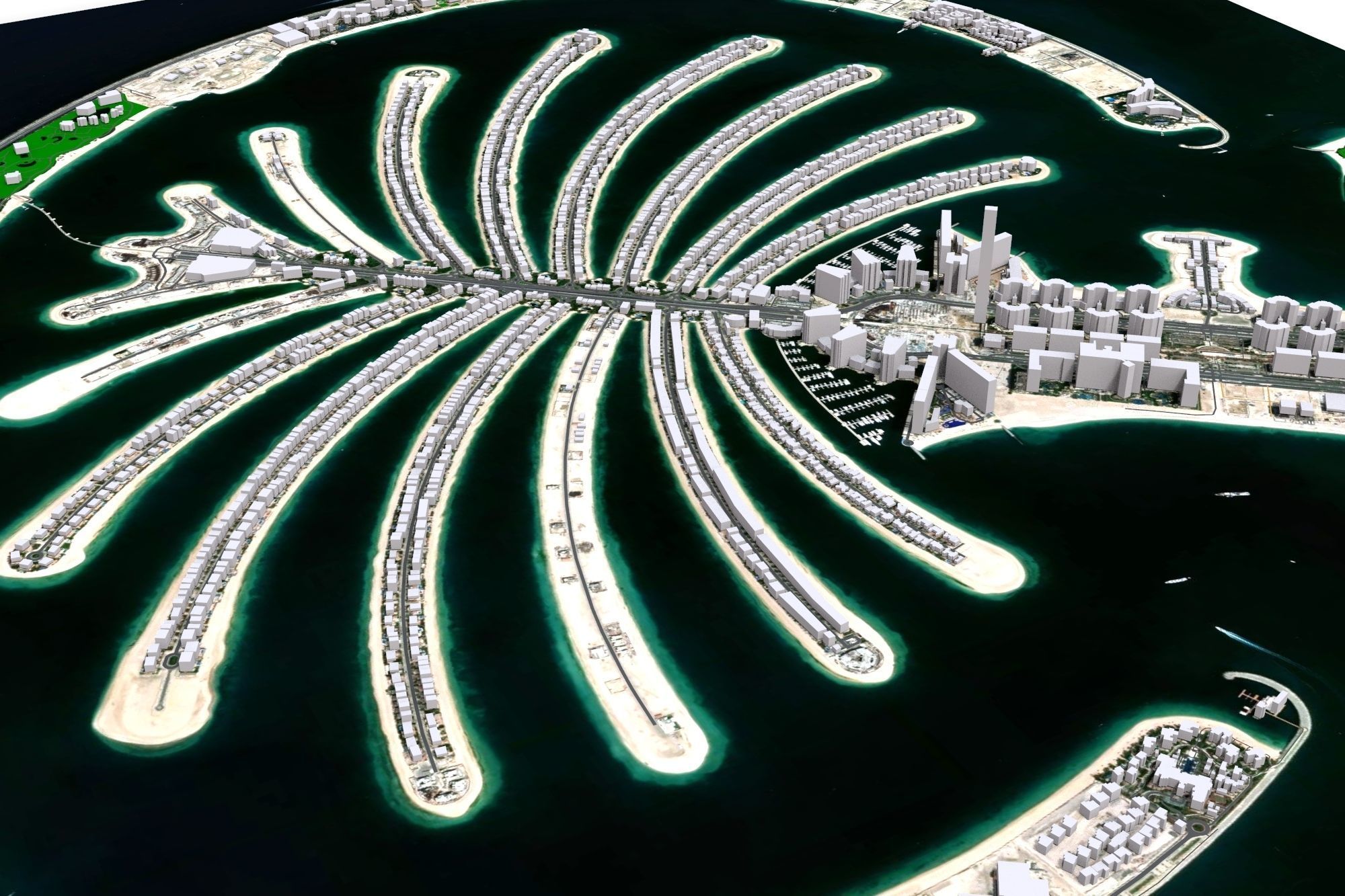 The Palm Jumeirah Island Dubai 3D model_2