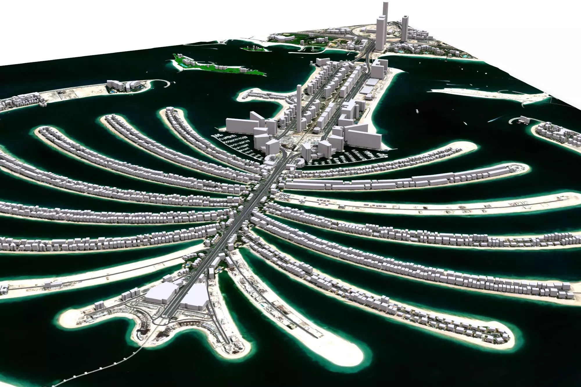 The Palm Jumeirah Island Dubai 3D model_0