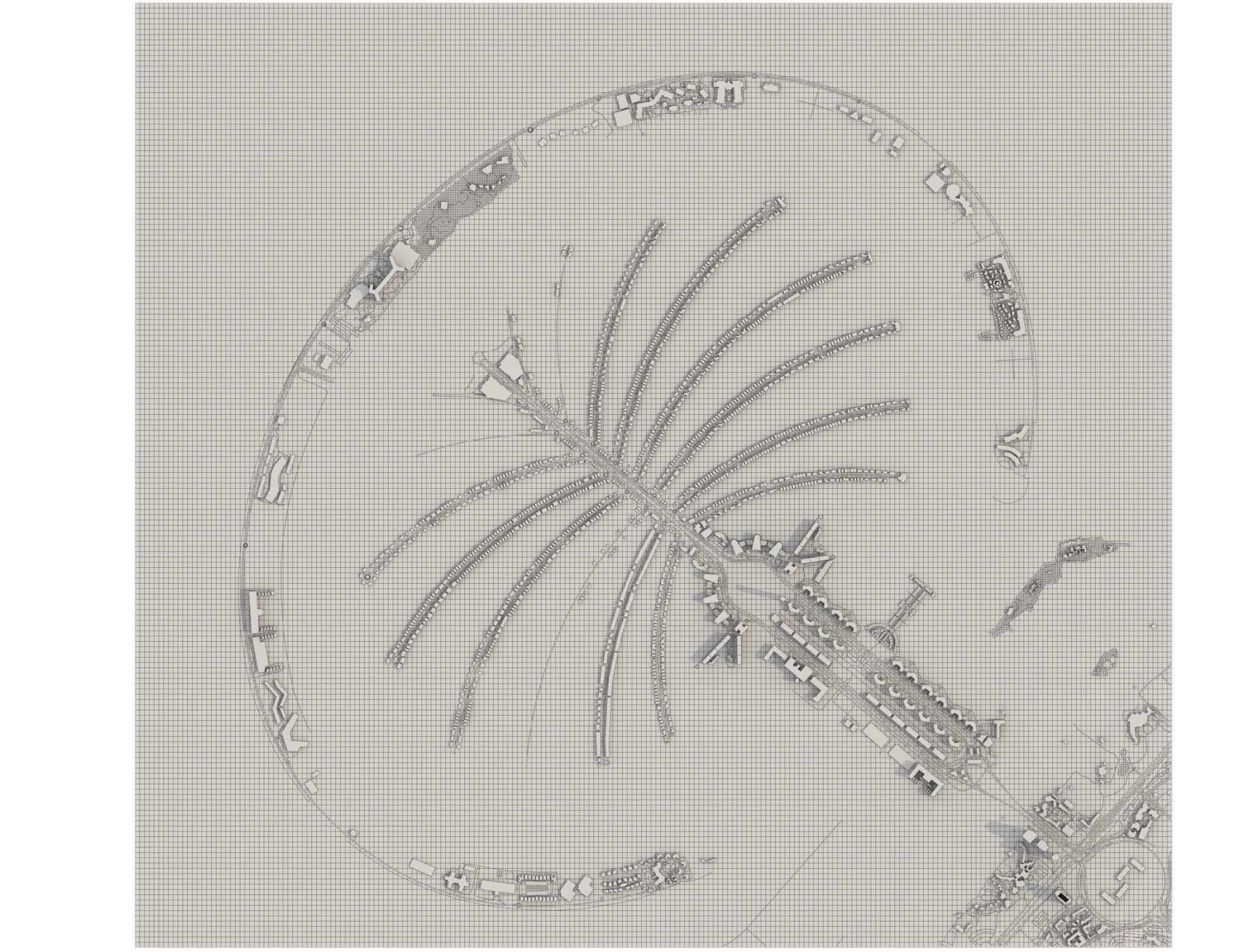 The Palm Jumeirah Island Dubai 3D model_7