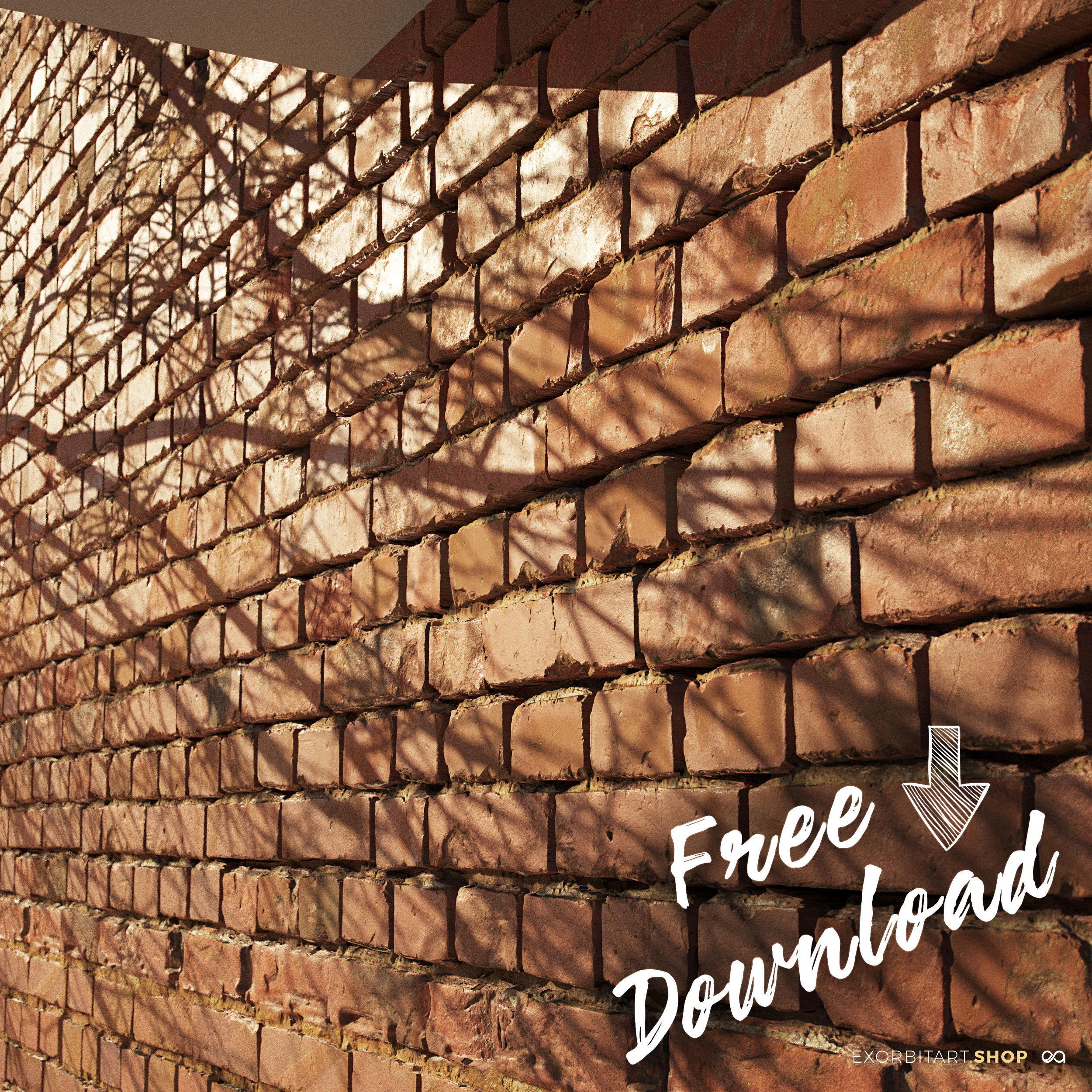 FREE Scanned PBR Texture Scanned Worn Loft Brick Wall 4k 8k 16k Texture_4