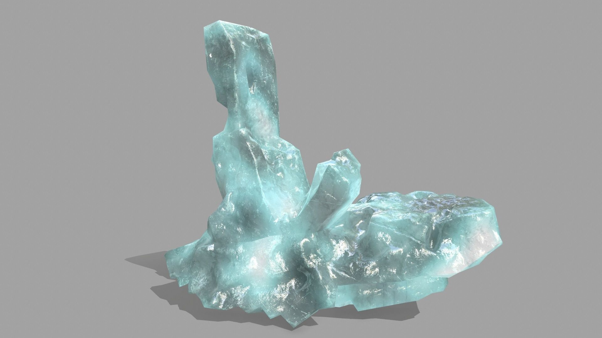 Rock Set piece of aquamarine Low-poly 3D model_6