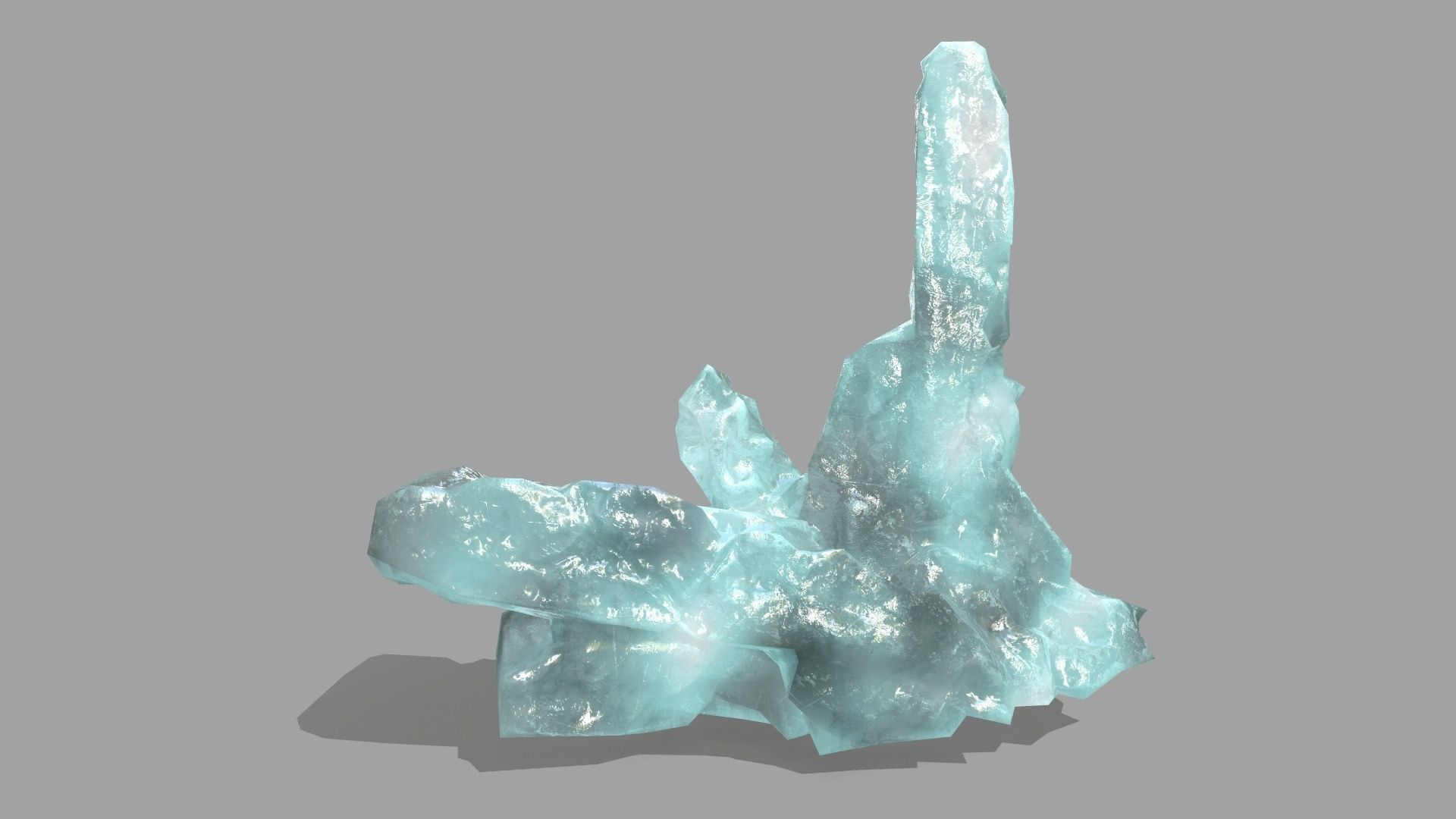 Rock Set piece of aquamarine Low-poly 3D model_9
