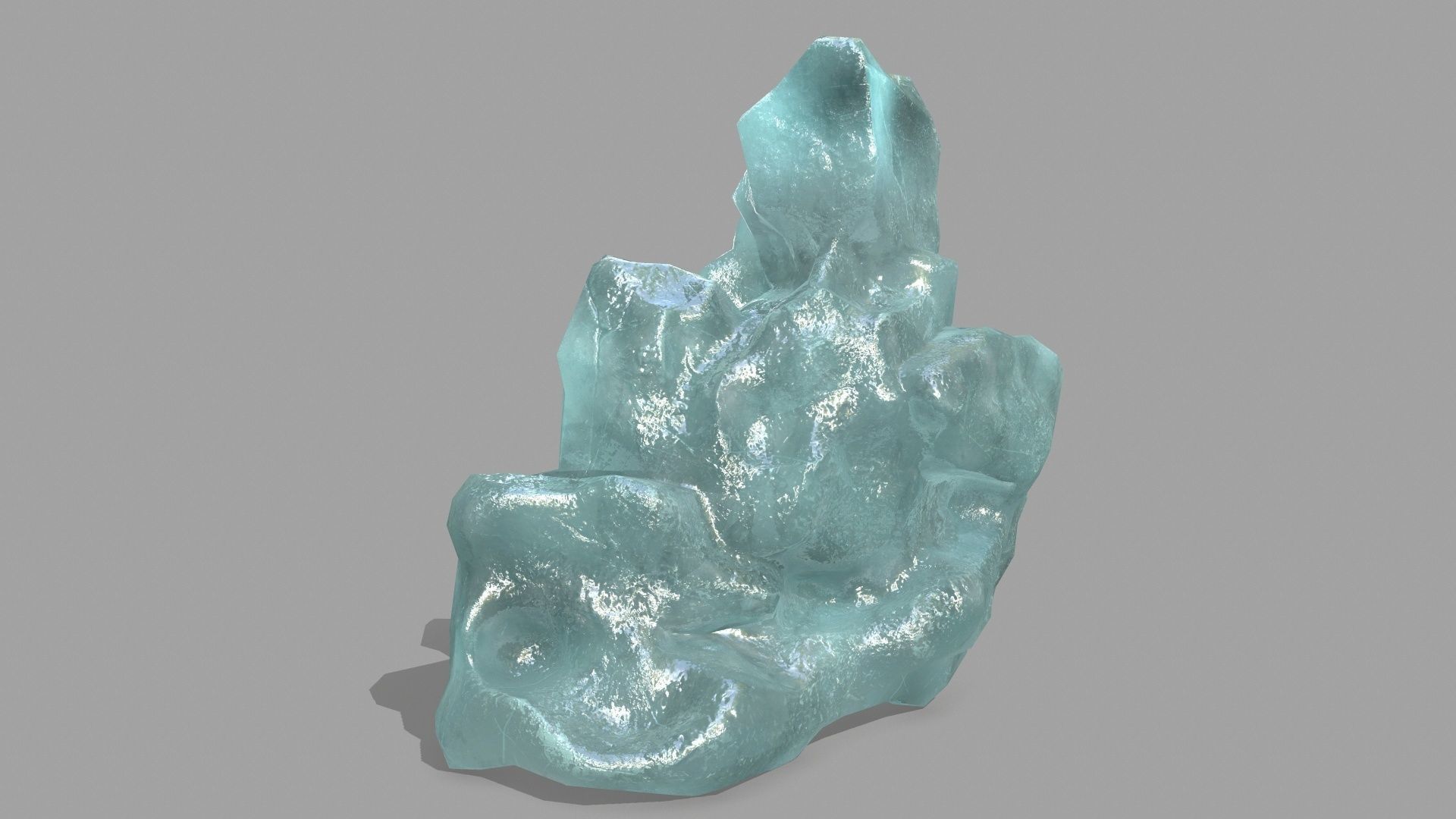 Rock Set piece of aquamarine Low-poly 3D model_11