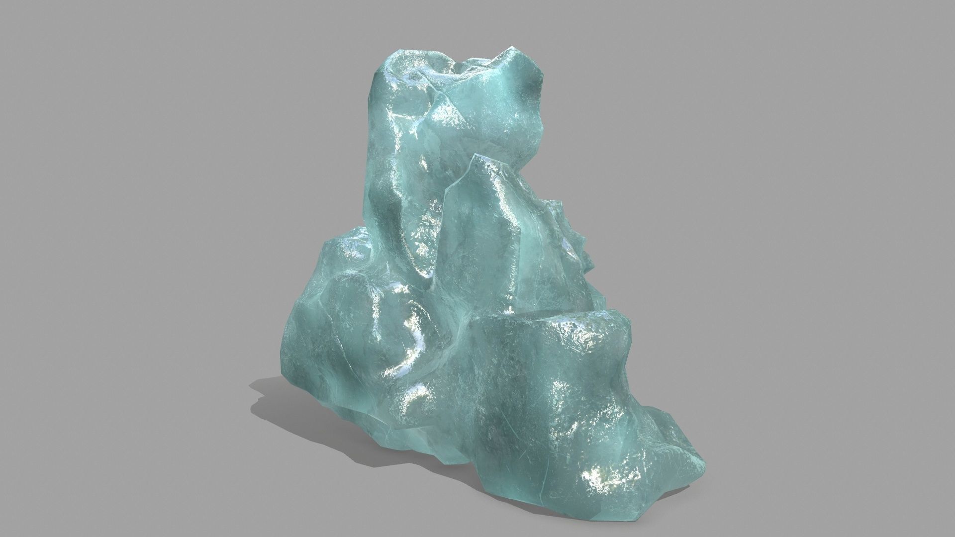 Rock Set piece of aquamarine Low-poly 3D model_12