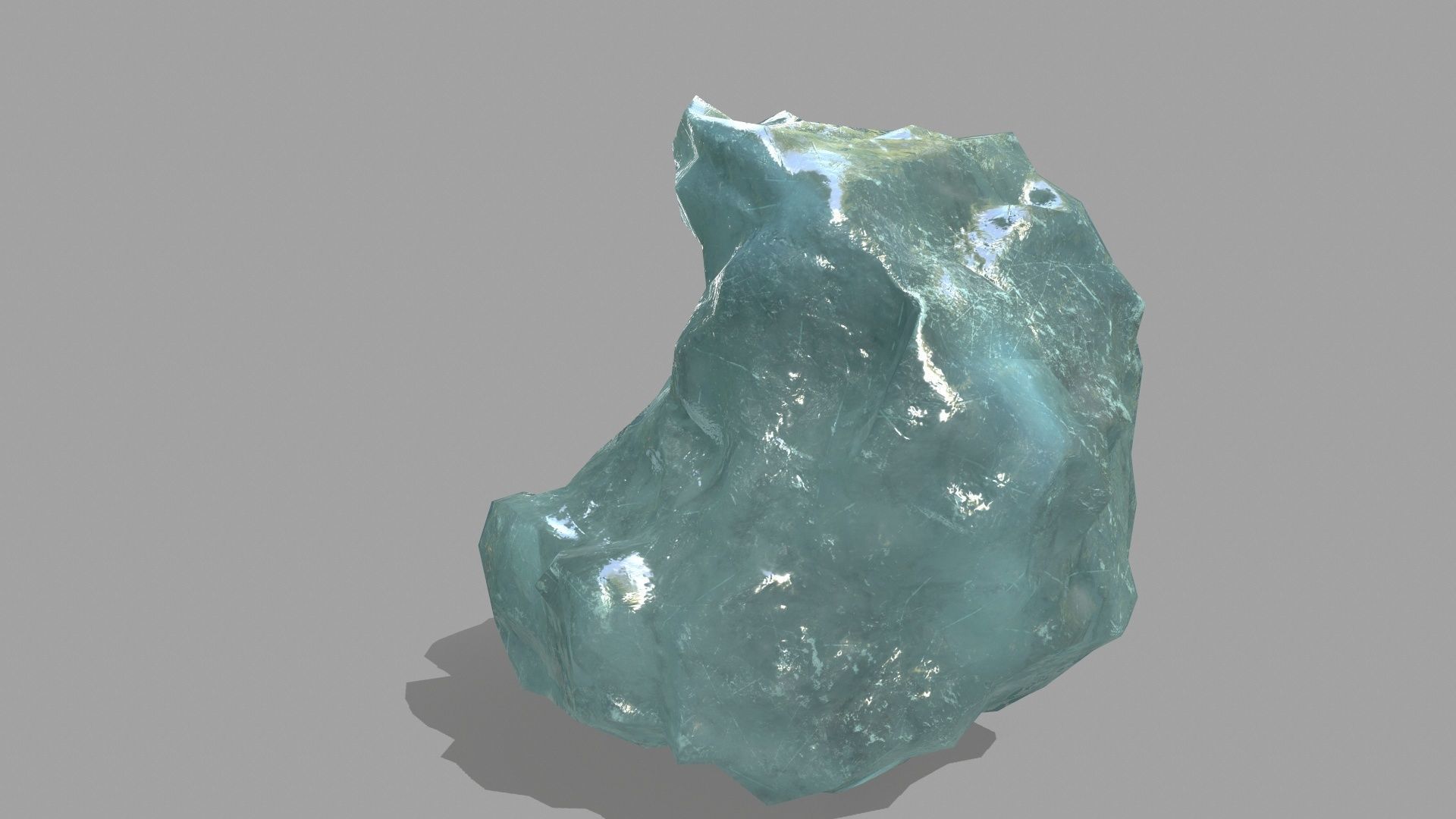 Rock Set piece of aquamarine Low-poly 3D model_5