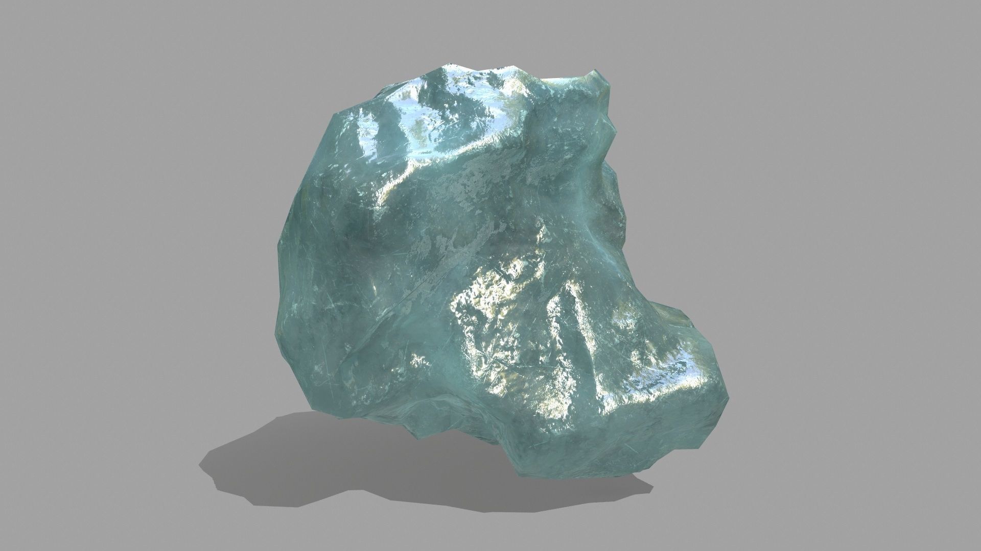 Rock Set piece of aquamarine Low-poly 3D model_3