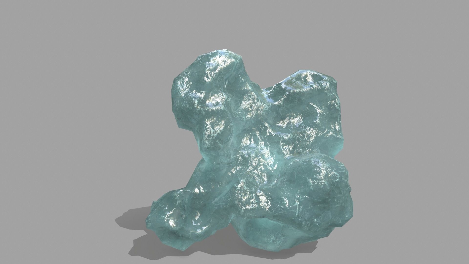 Rock Set piece of aquamarine Low-poly 3D model_14