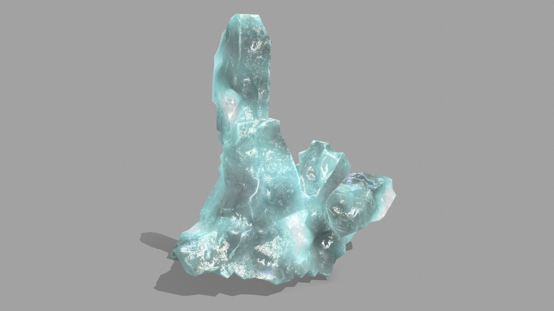 Rock Set piece of aquamarine Low-poly 3D model_7
