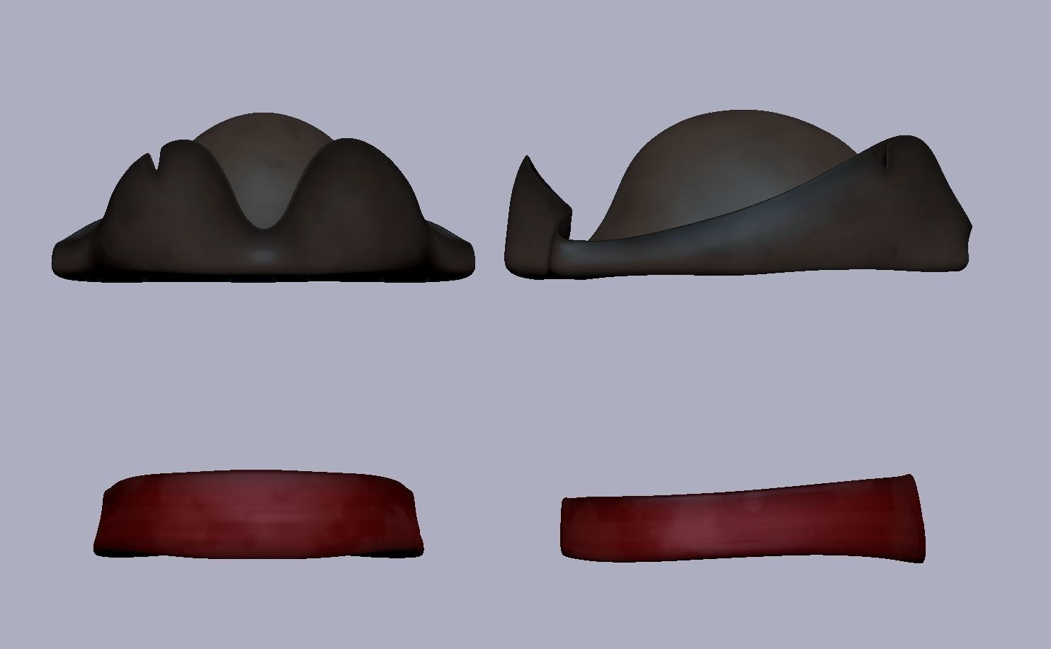 Pirate Hat and Bandana - Corsair Costume Low-poly 3D model_2
