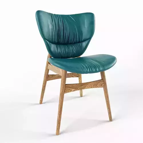 Dumbo teal leather chair with wooden legs