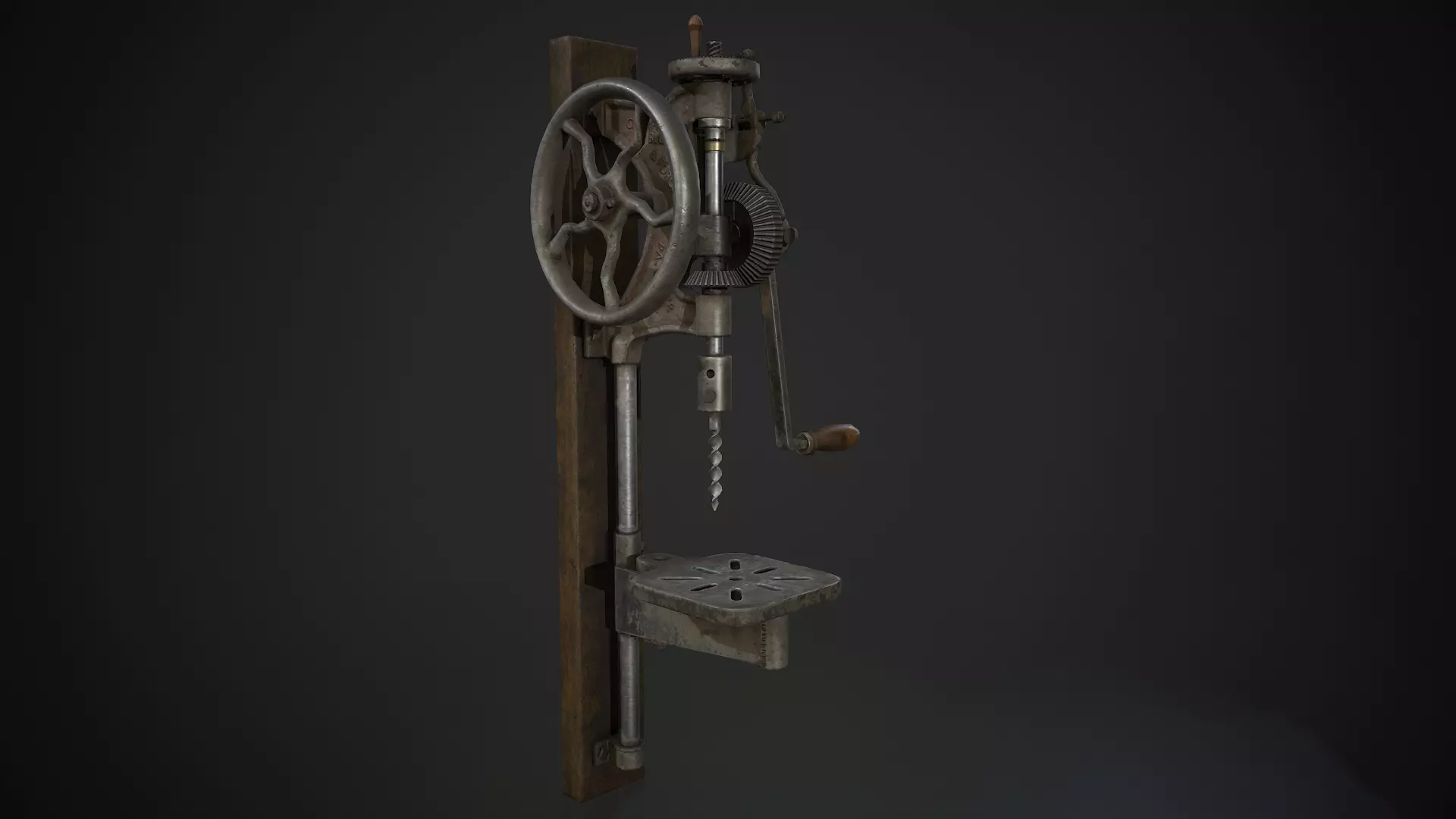 Hand Crank Drill Press Low-poly 3D model_0