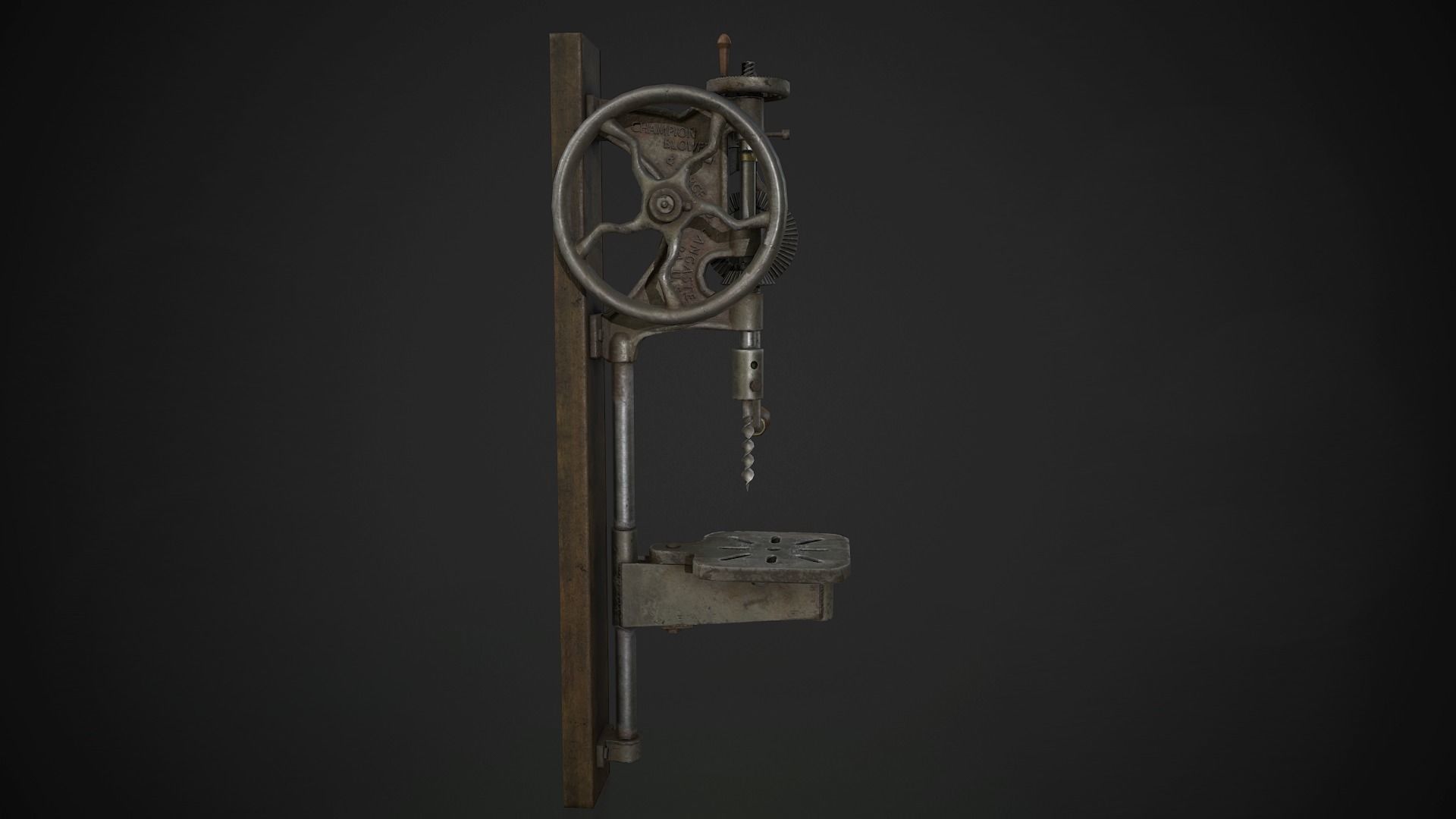 Hand Crank Drill Press Low-poly 3D model_2