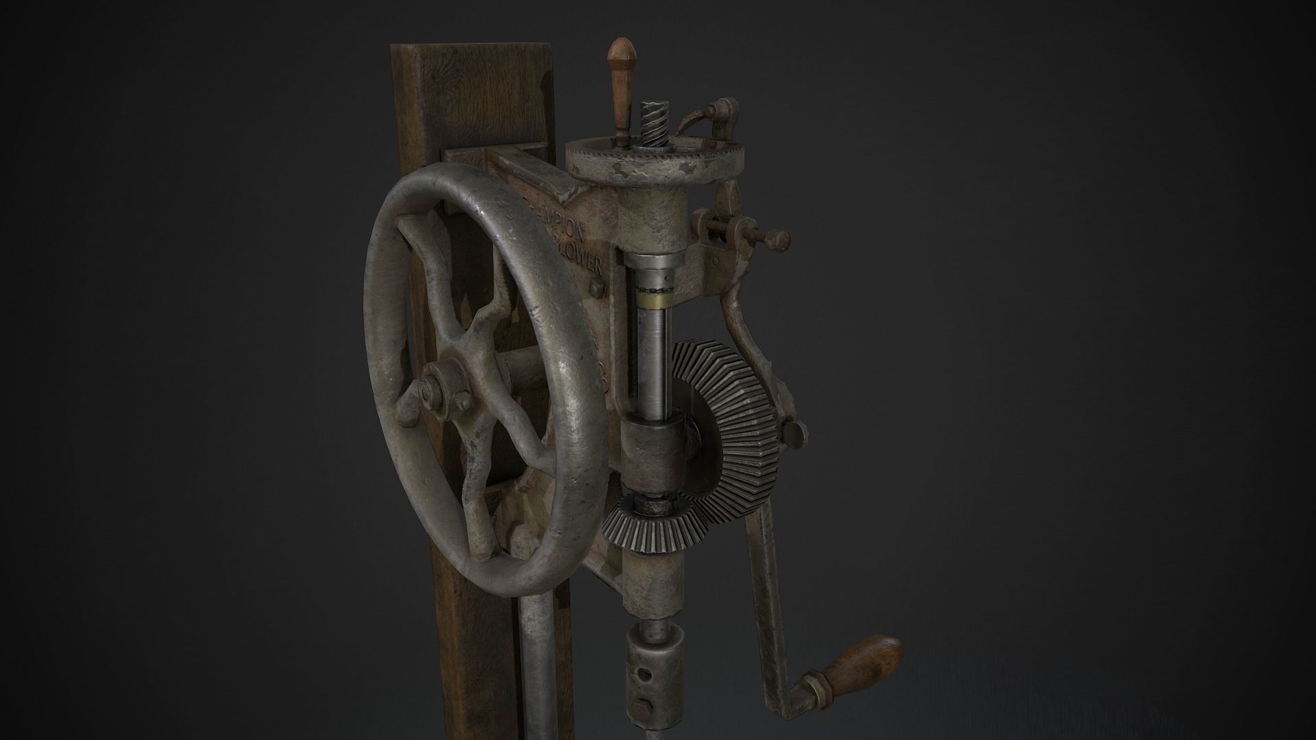 Hand Crank Drill Press Low-poly 3D model_7