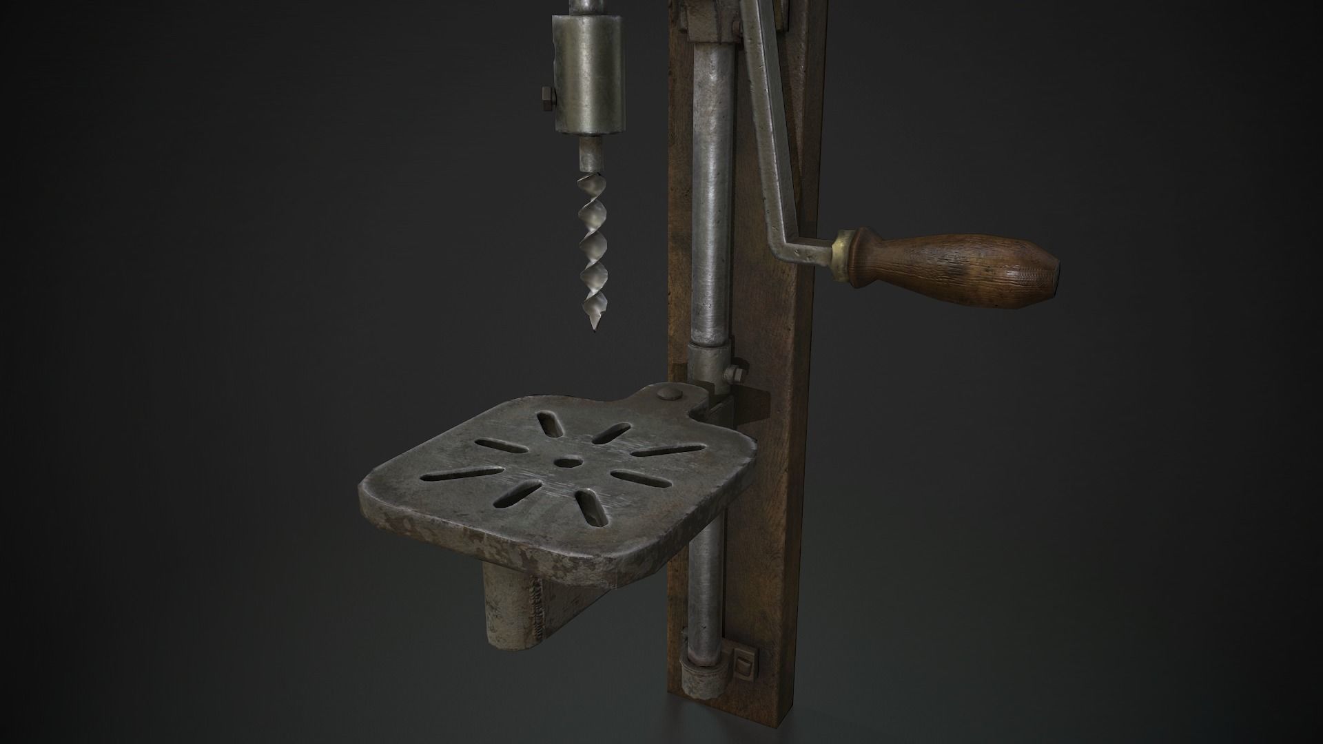 Hand Crank Drill Press Low-poly 3D model_8