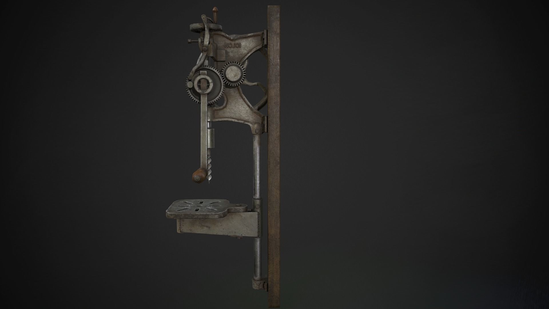 Hand Crank Drill Press Low-poly 3D model_3