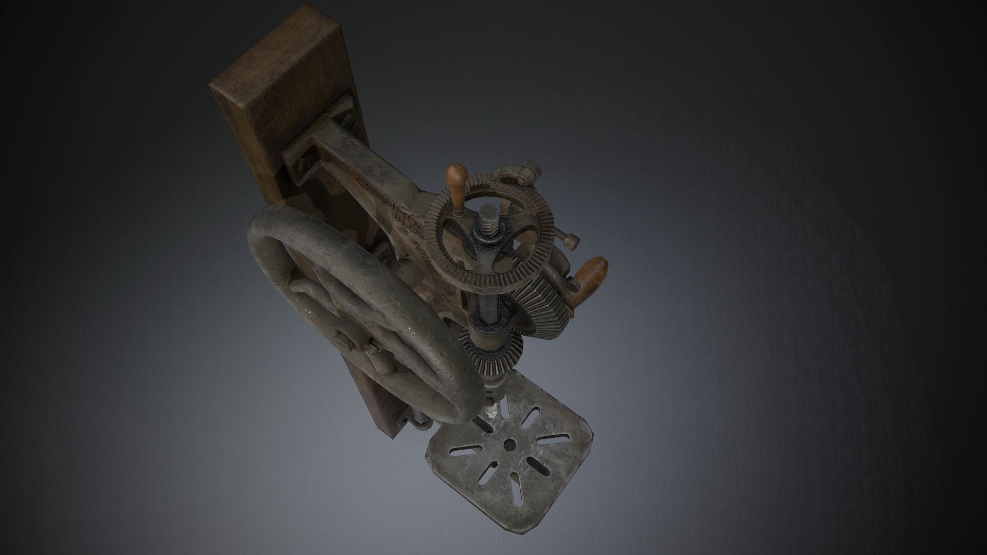 Hand Crank Drill Press Low-poly 3D model_9