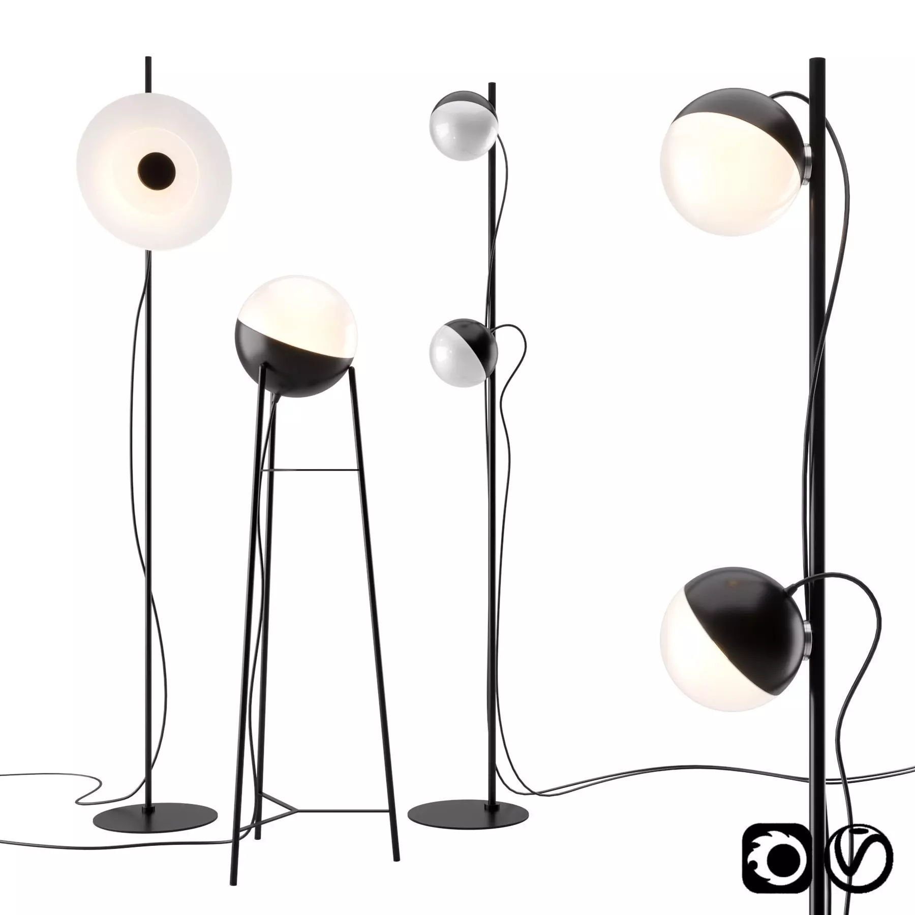 Half and Halos Floor Lamp by Milan Iluminacion 3D model_0