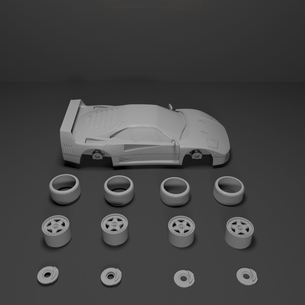 Ferrari F40 3D Model Ready For Print Free 3D print model_7