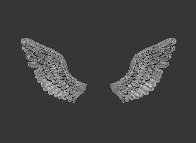 Sad angel wings 3D print model