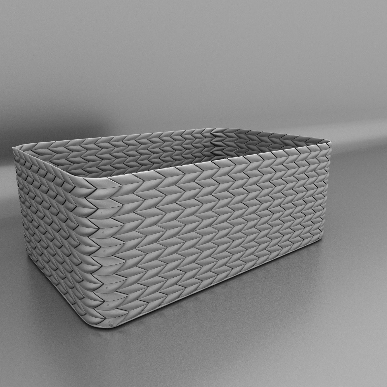 Wicker basket 3D model_1