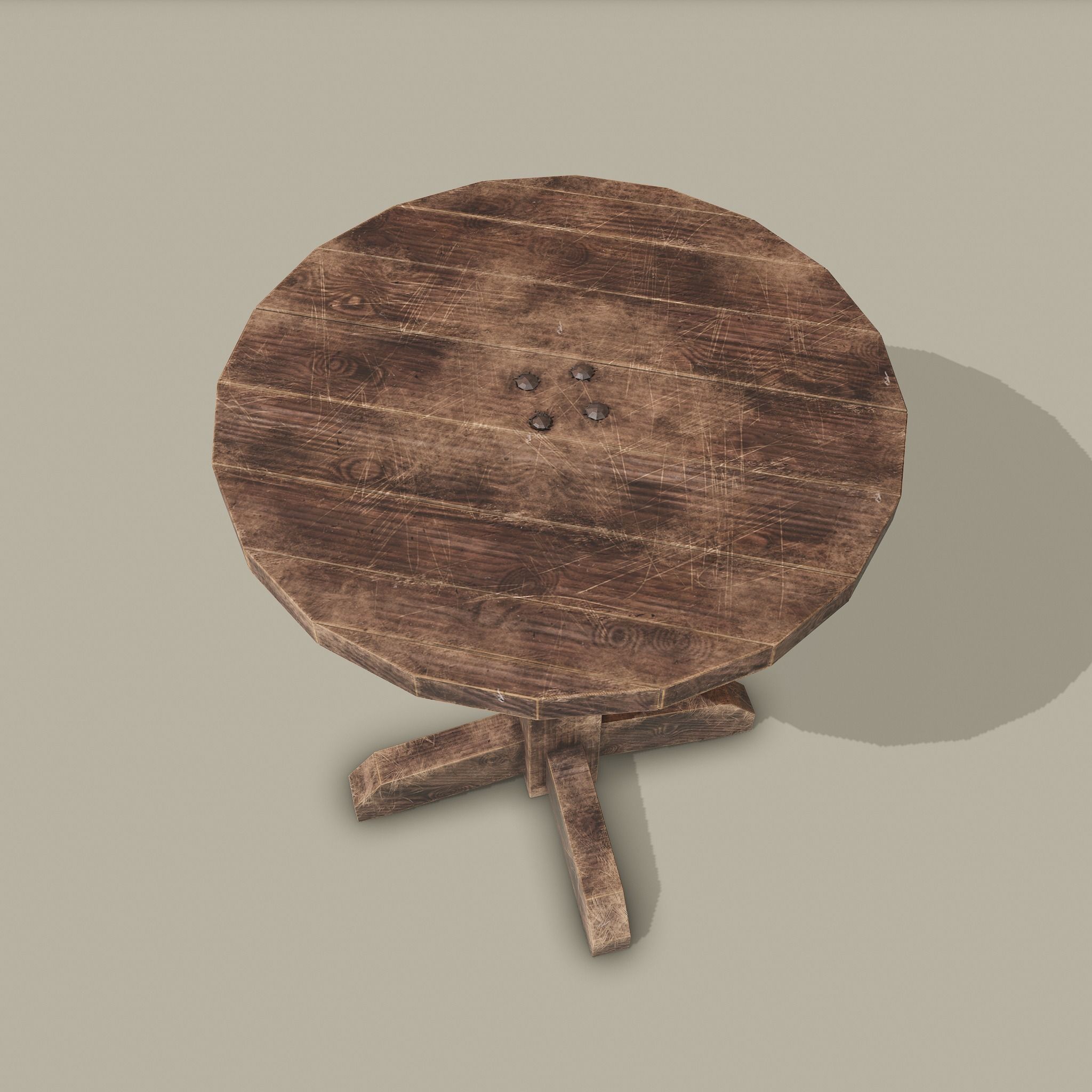 Round Tavern Table  Low-poly 3D model_11