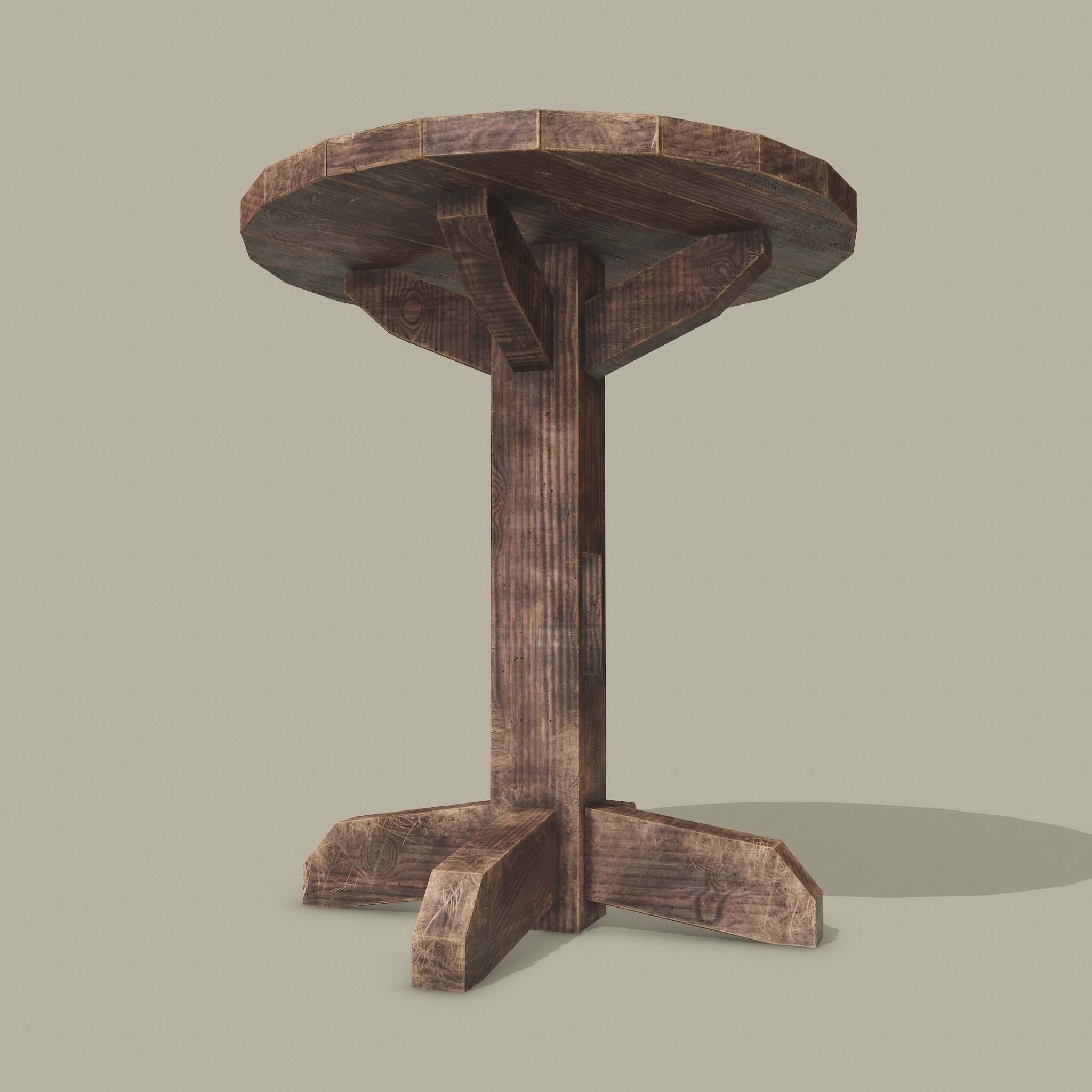 Round Tavern Table  Low-poly 3D model_15