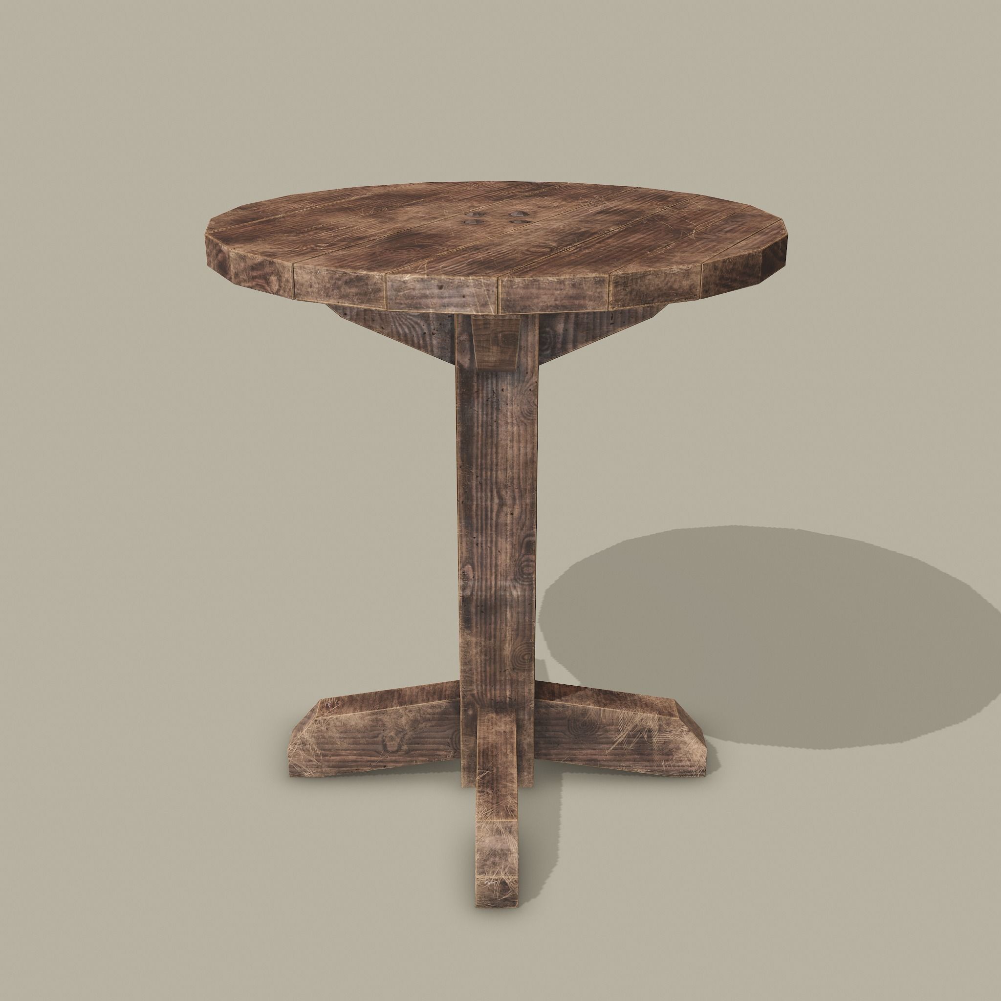 Round Tavern Table  Low-poly 3D model_6