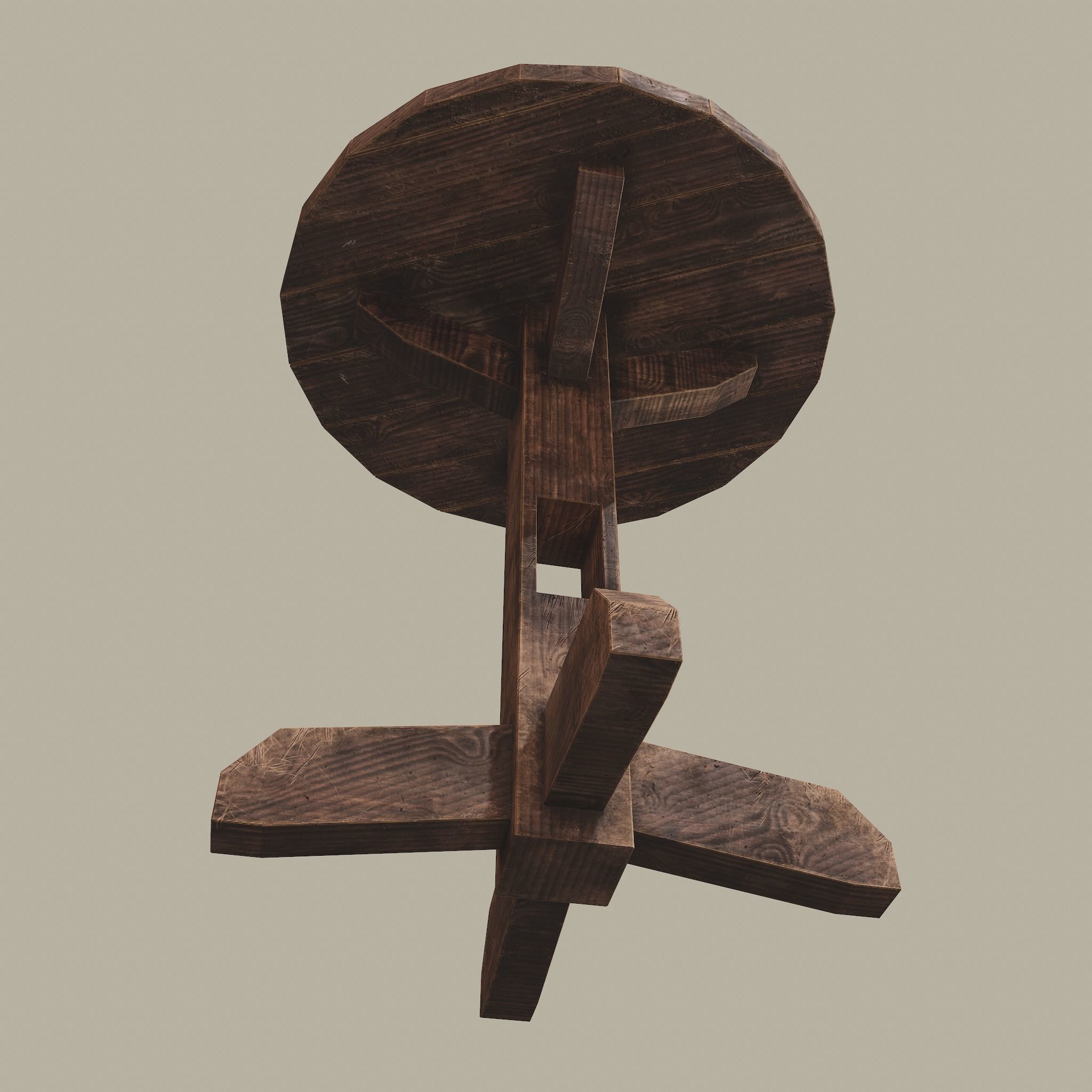 Round Tavern Table  Low-poly 3D model_21