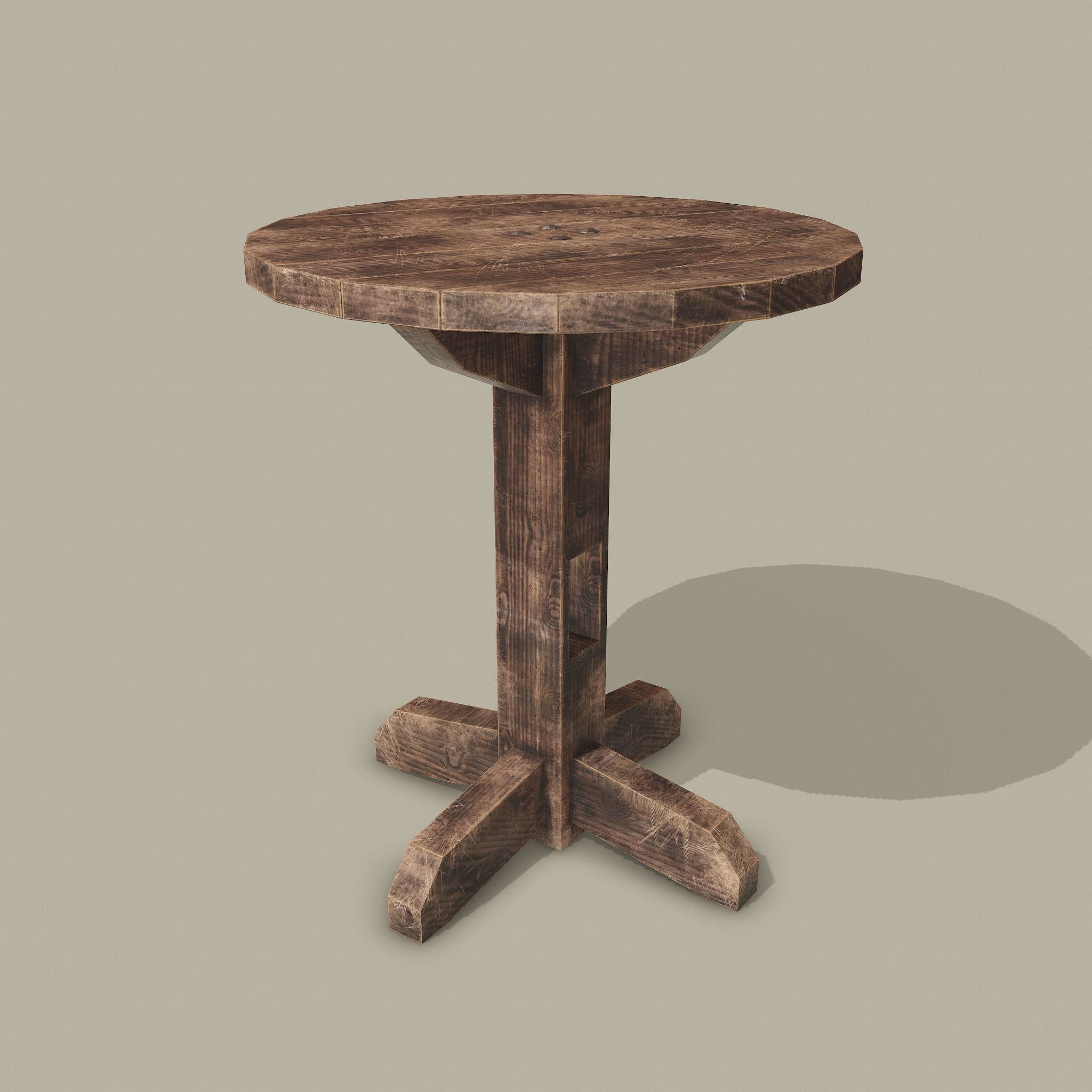 Round Tavern Table  Low-poly 3D model_5