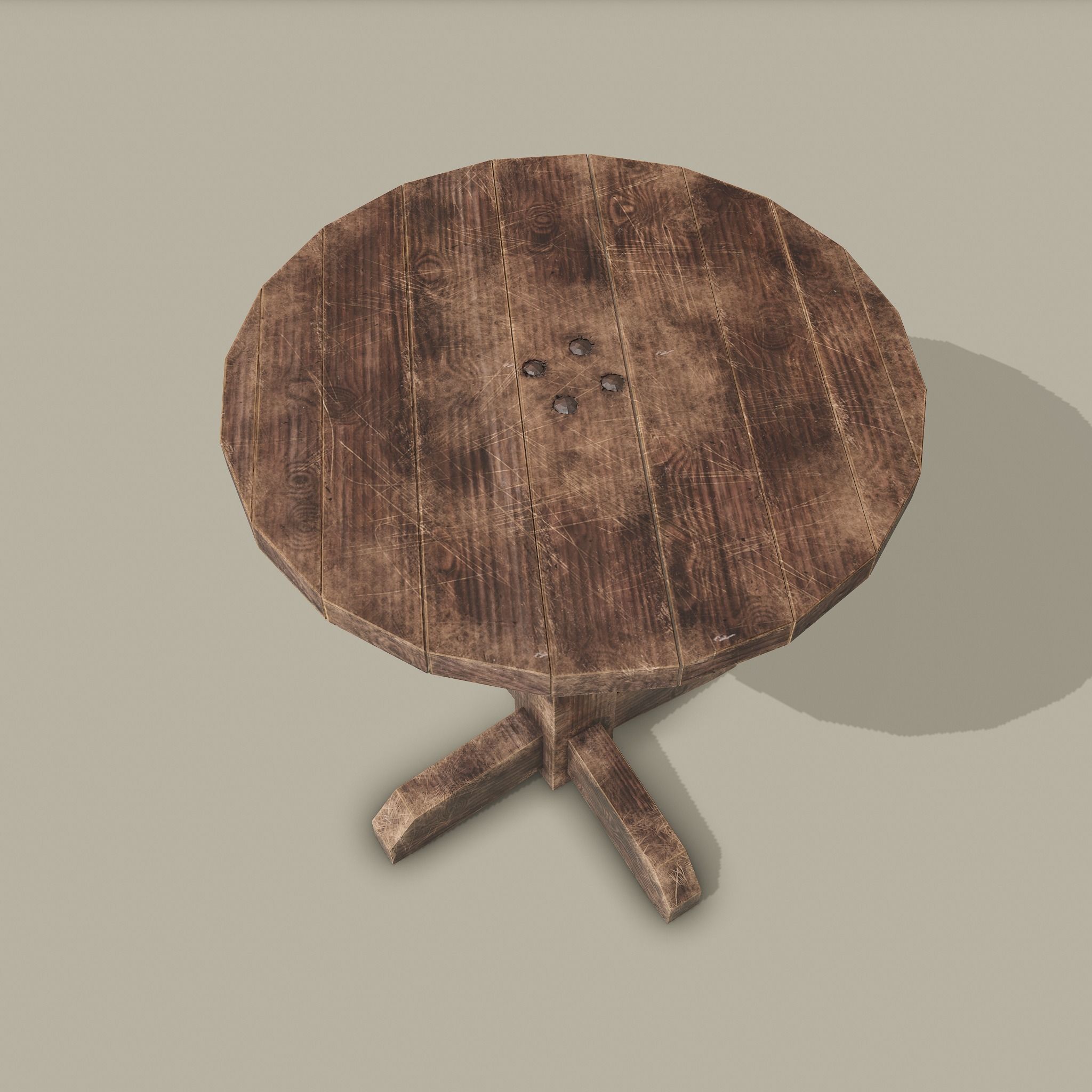 Round Tavern Table  Low-poly 3D model_10