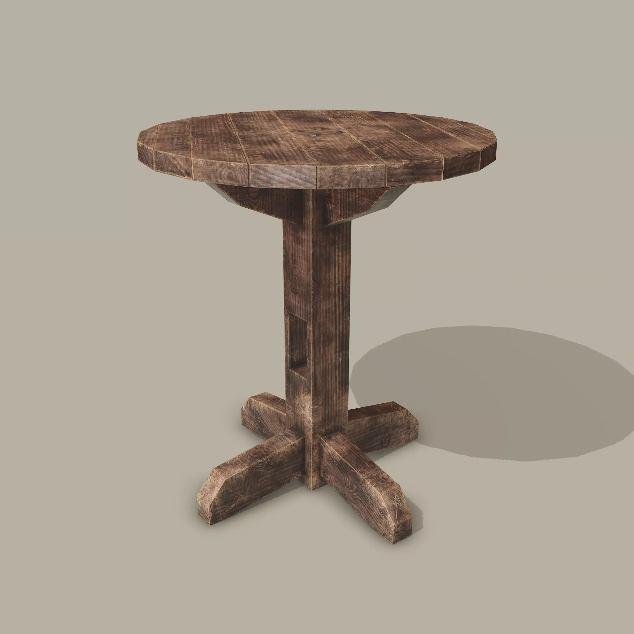 Round Tavern Table  Low-poly 3D model_0