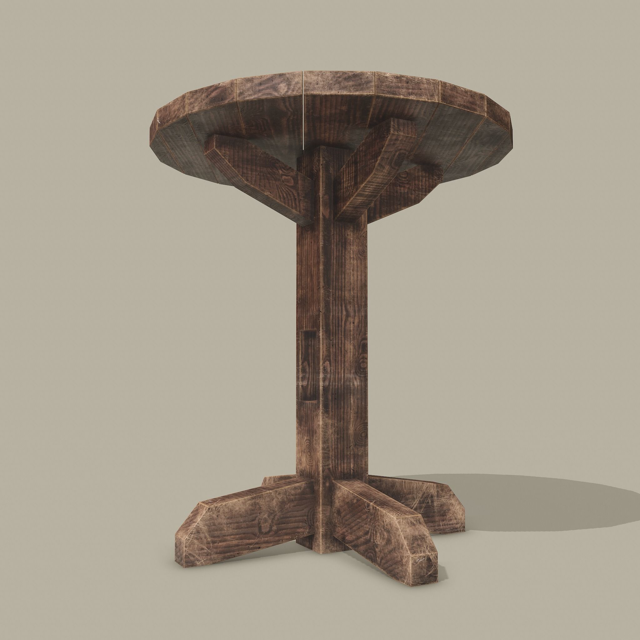Round Tavern Table  Low-poly 3D model_12