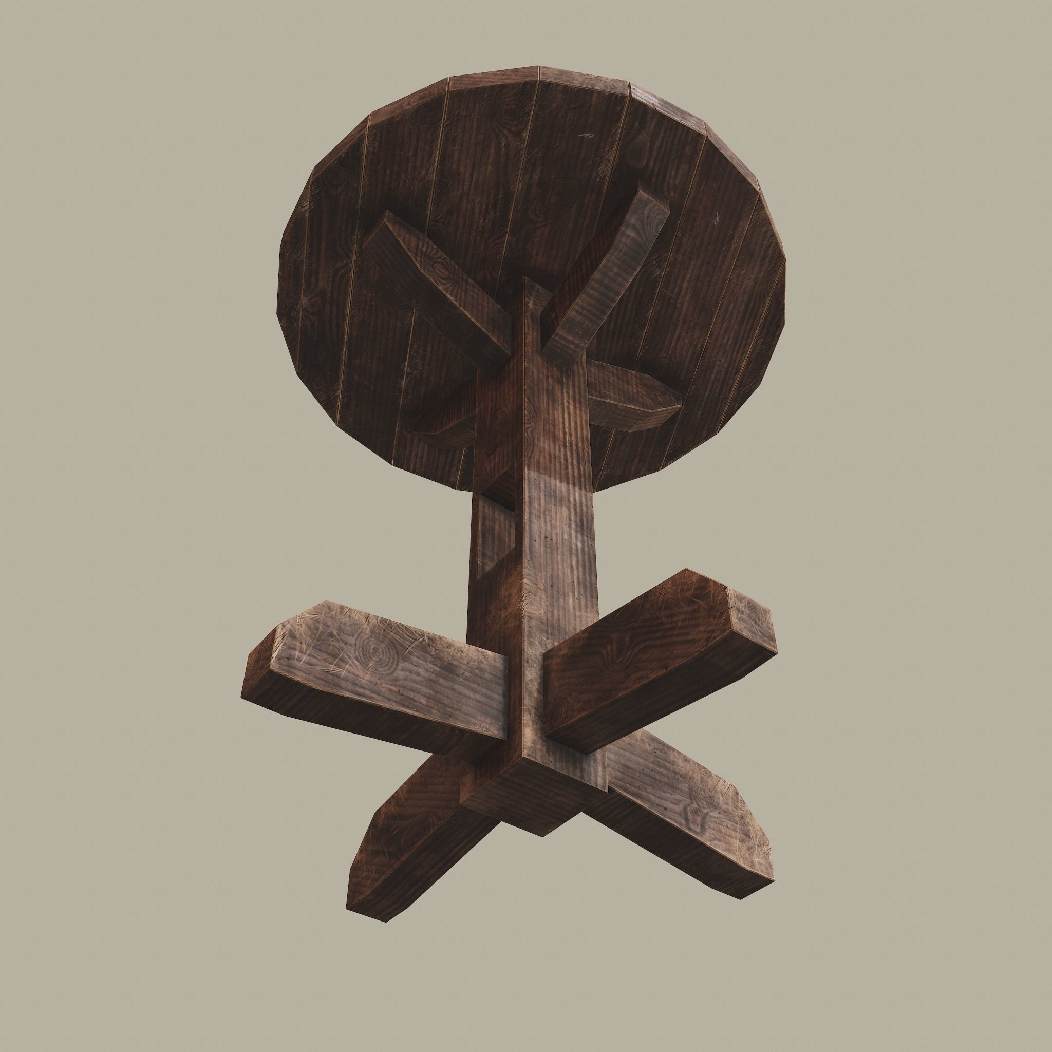 Round Tavern Table  Low-poly 3D model_22