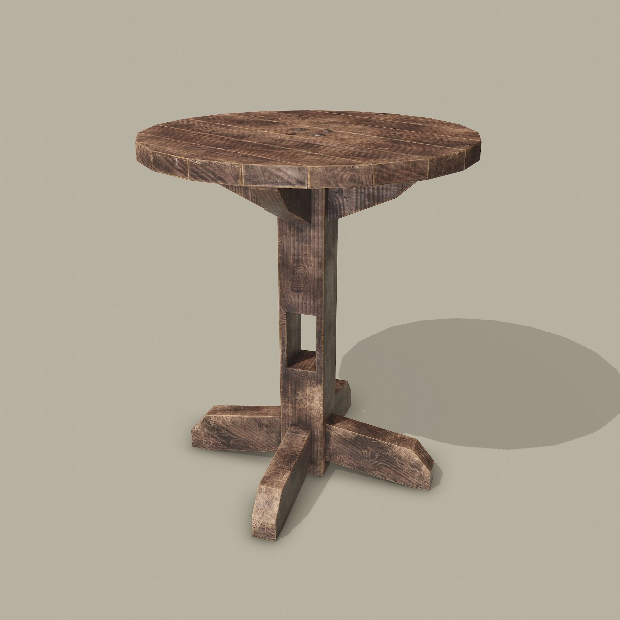 Round Tavern Table  Low-poly 3D model_2