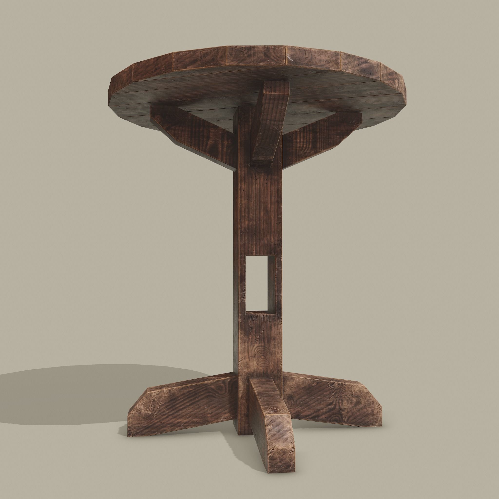 Round Tavern Table  Low-poly 3D model_20