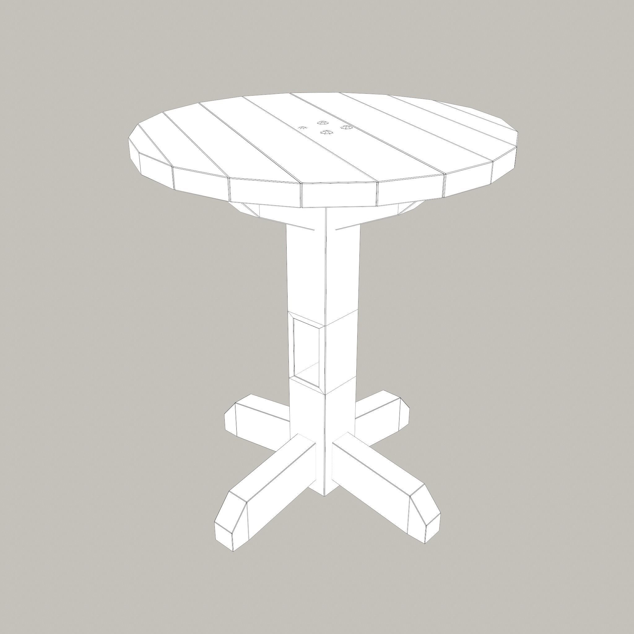 Round Tavern Table  Low-poly 3D model_24