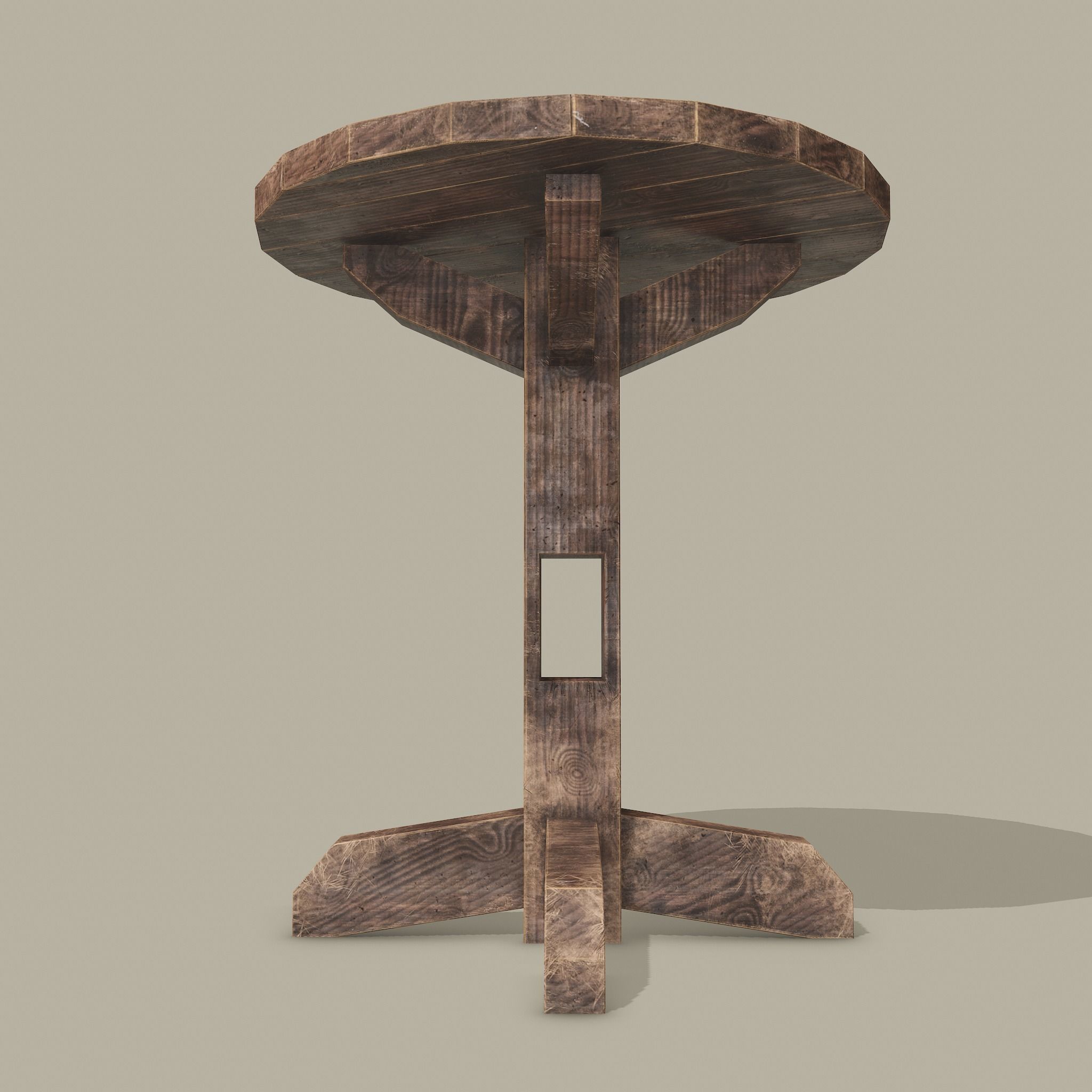 Round Tavern Table  Low-poly 3D model_14