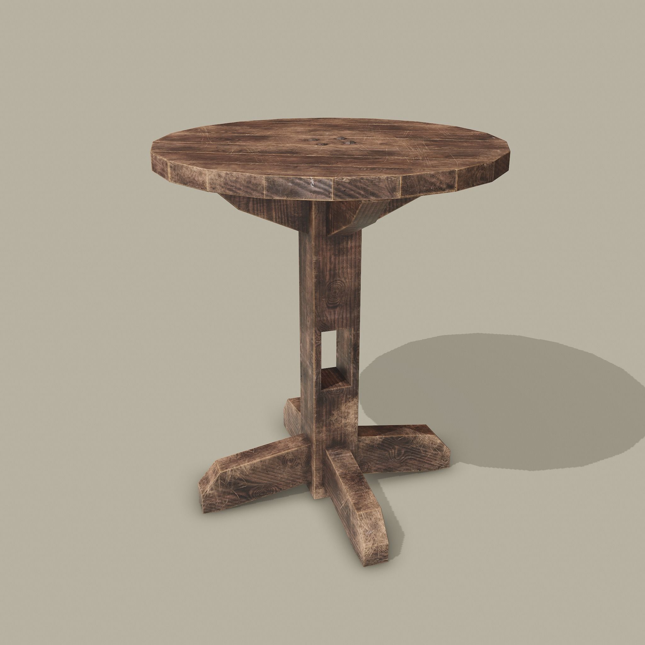 Round Tavern Table  Low-poly 3D model_3
