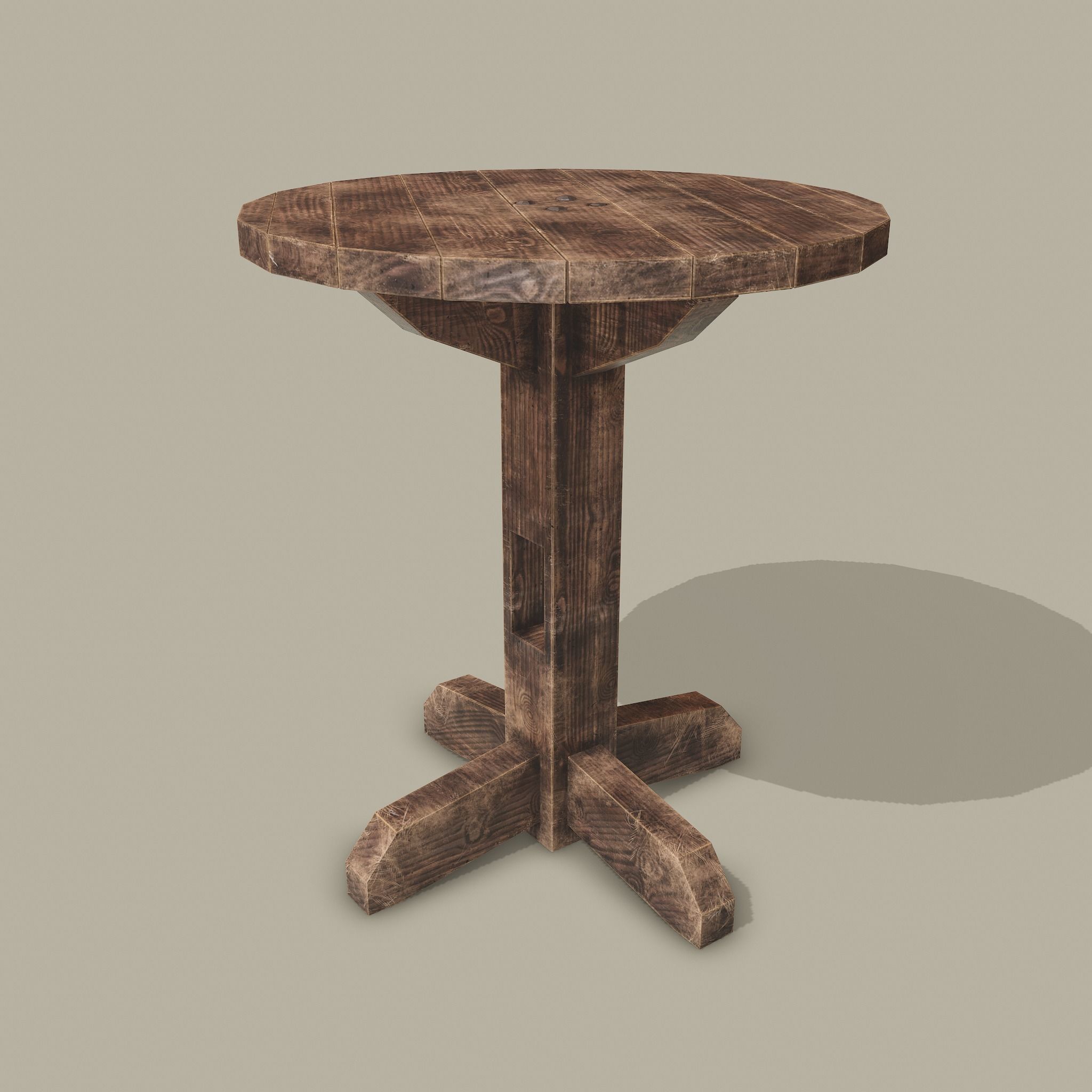Round Tavern Table  Low-poly 3D model_7