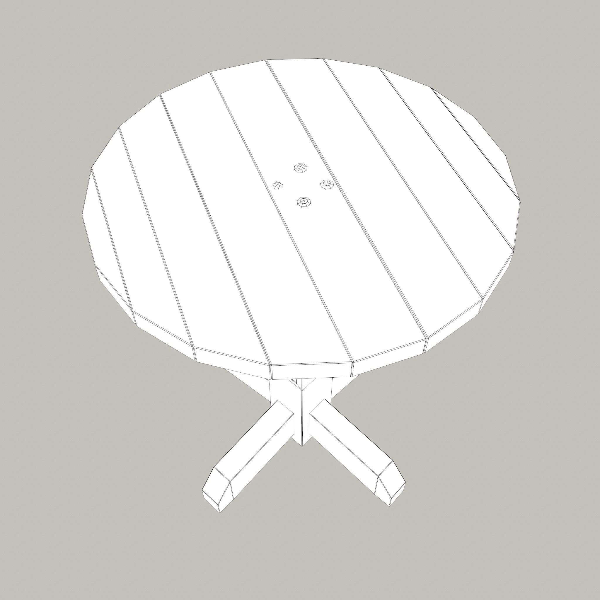 Round Tavern Table  Low-poly 3D model_33