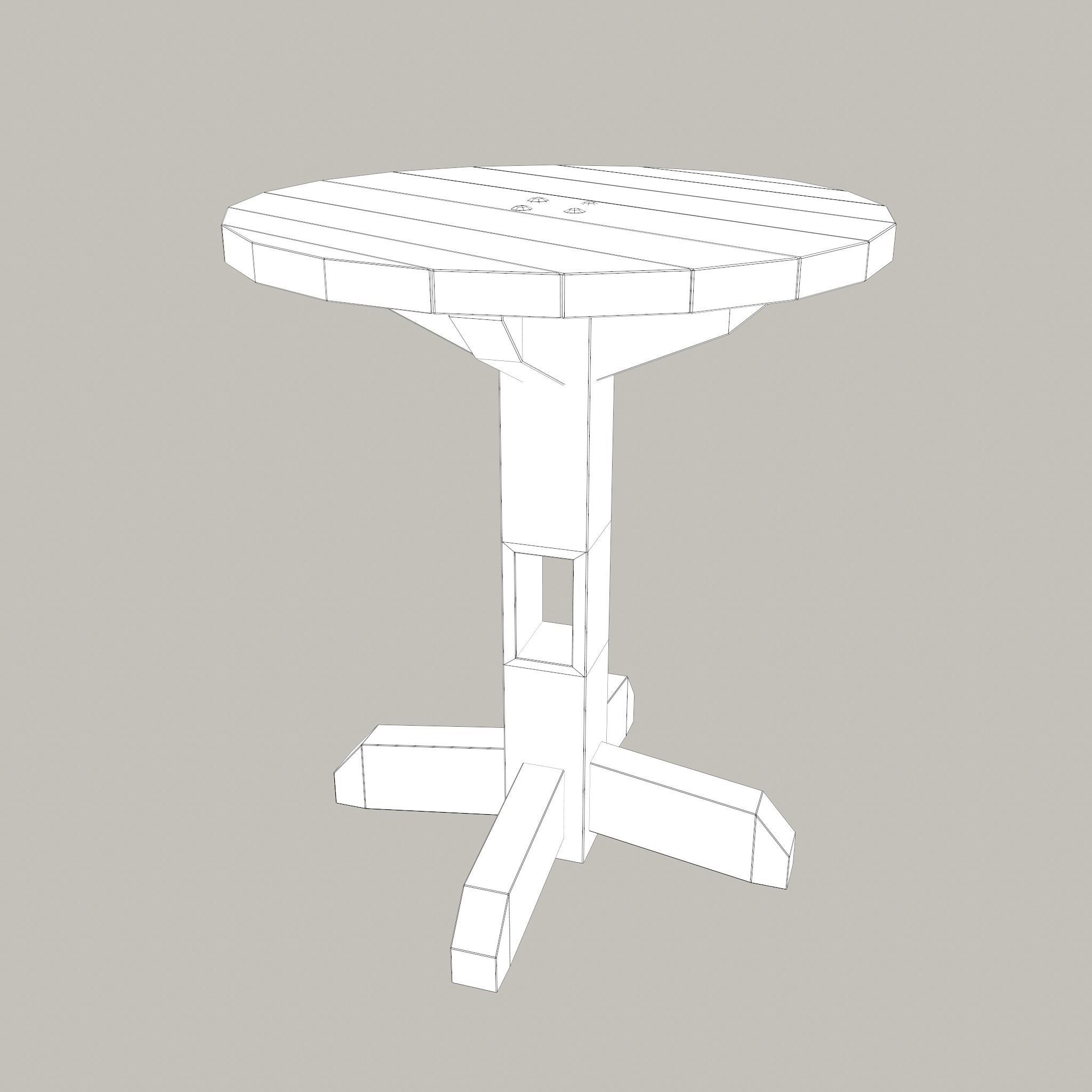 Round Tavern Table  Low-poly 3D model_29