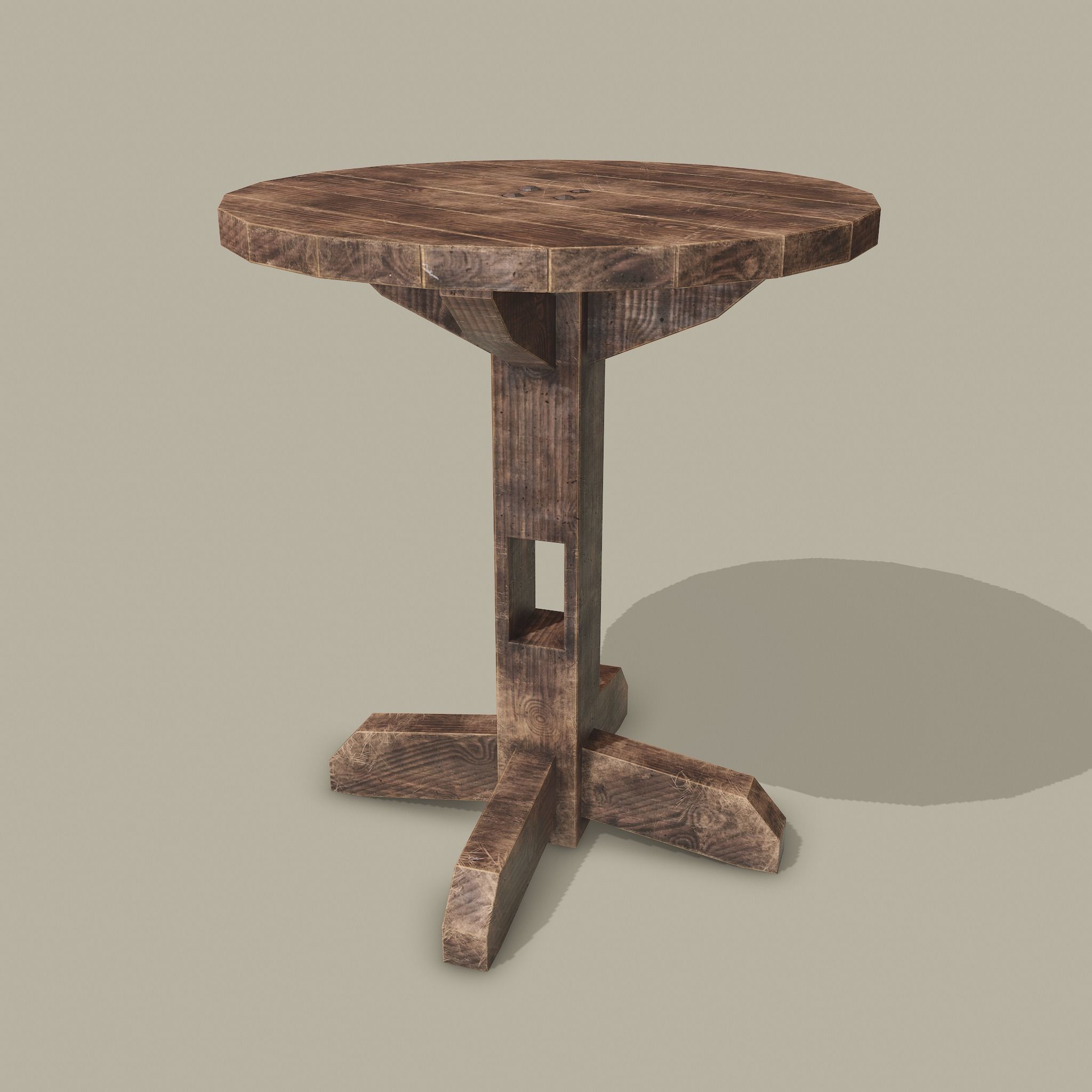 Round Tavern Table  Low-poly 3D model_8