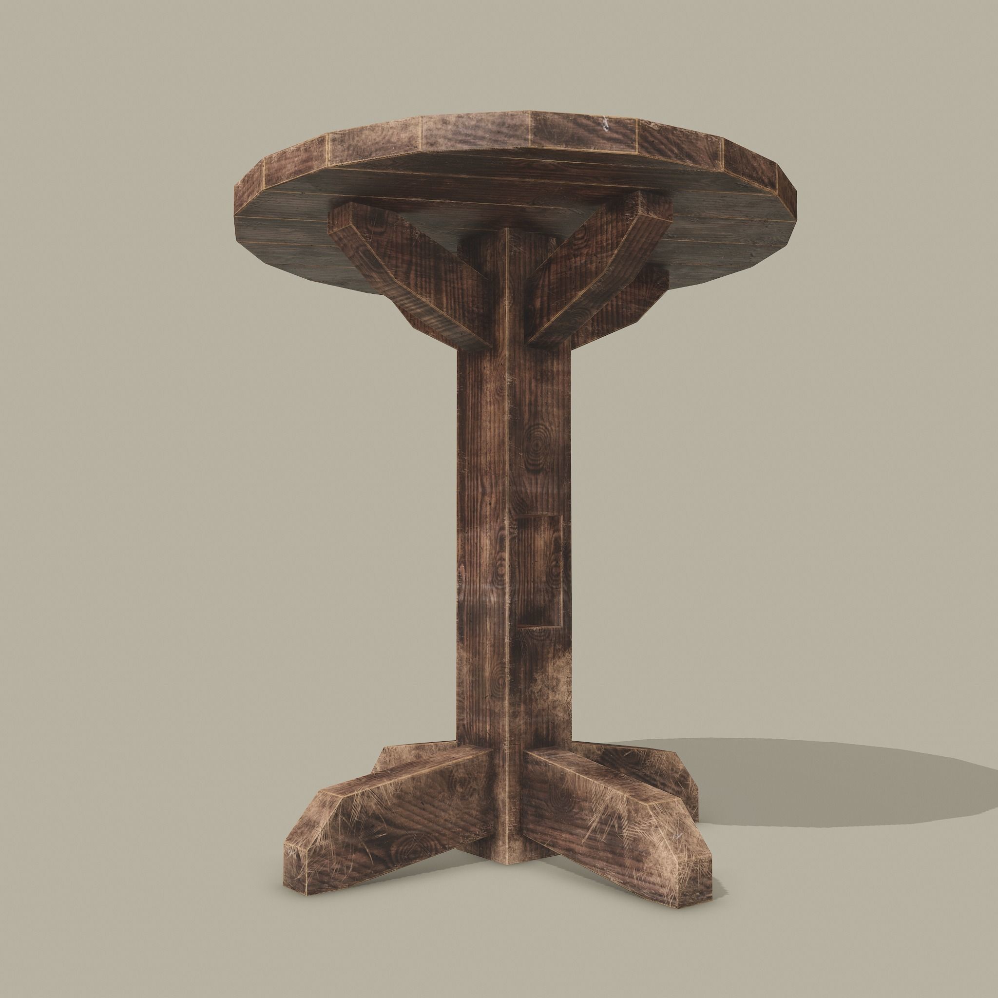 Round Tavern Table  Low-poly 3D model_13