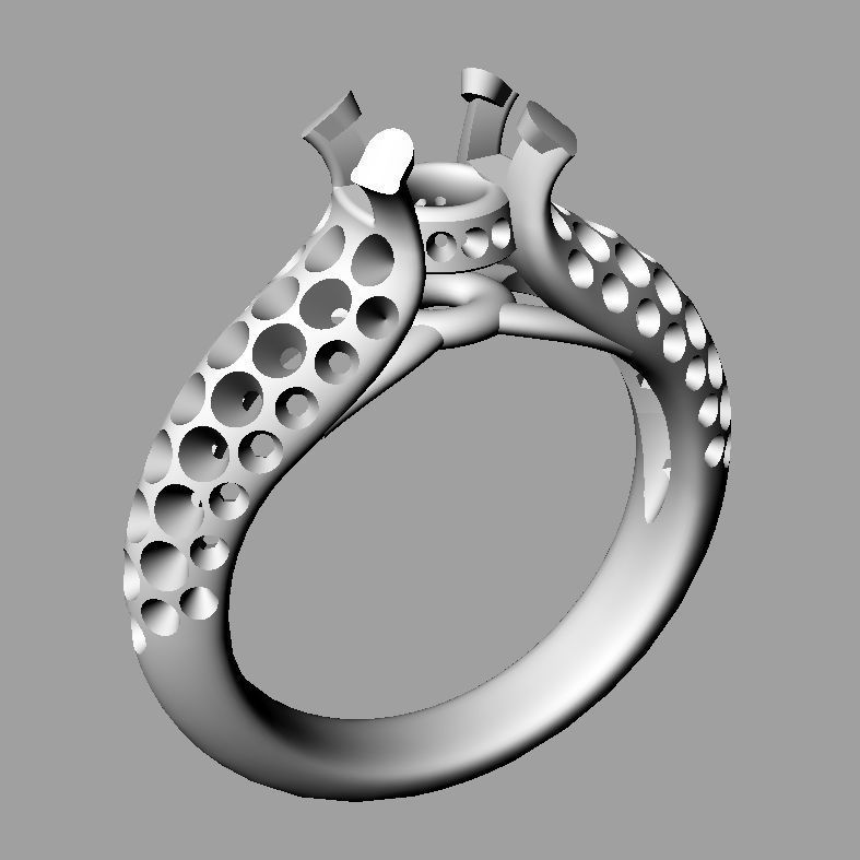 Diamond Round Engagement ring Solitaire Anello ca08 3D print model_3