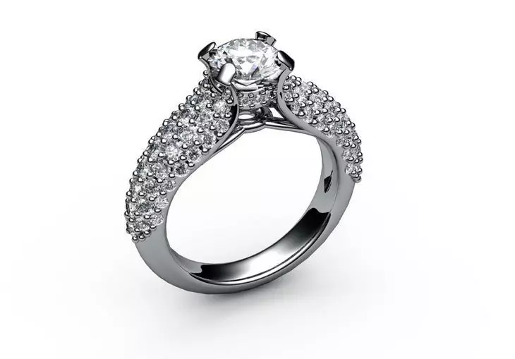 Diamond Round Engagement ring Solitaire Anello ca08 3D print model_0