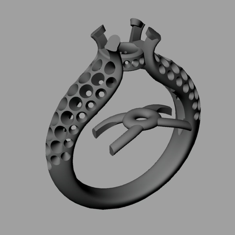 Diamond Round Engagement ring Solitaire Anello ca08 3D print model_5