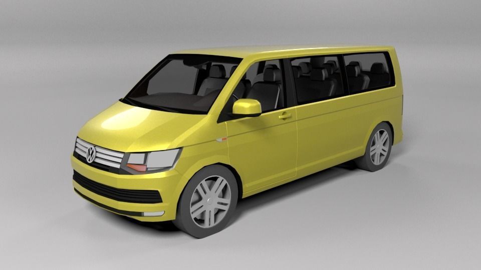 VOLKSWAGEN VW TRANSPORTER T6 LOWPOLY Low-poly 3D model_6