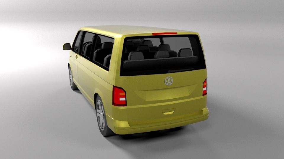VOLKSWAGEN VW TRANSPORTER T6 LOWPOLY Low-poly 3D model_2
